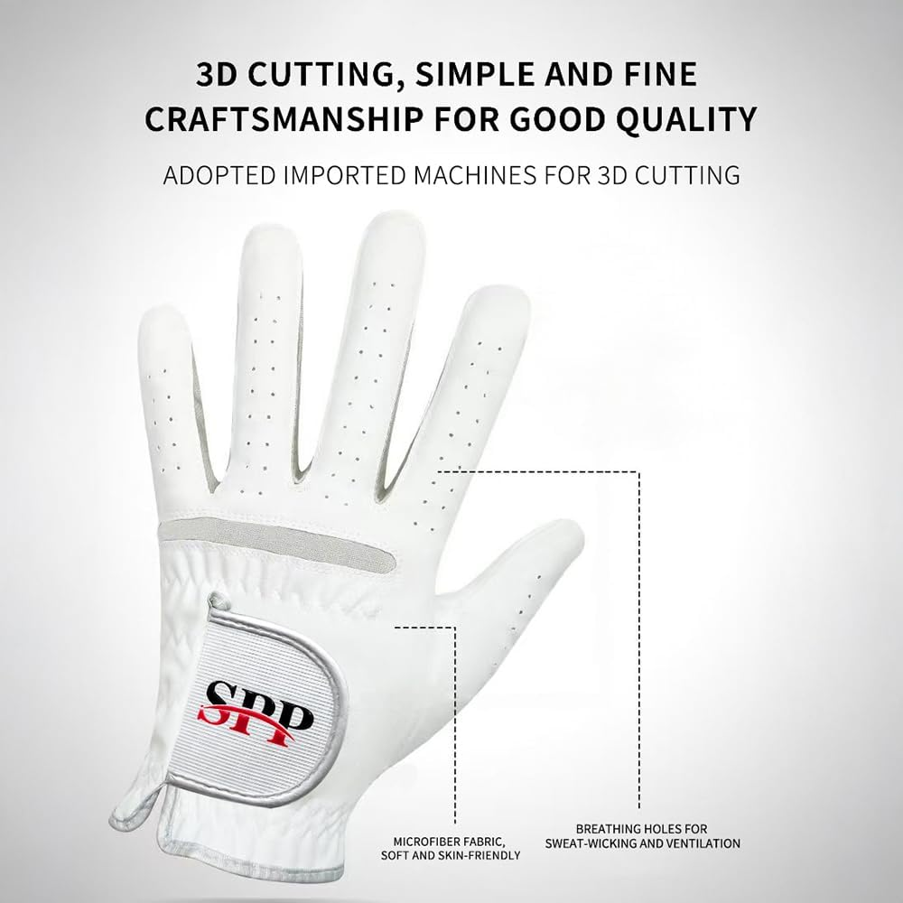 SPP Adjustable Golf Gloves-Breathable, Soft Comfortable Fit, Non-Slip Grip, All-Weather Use, Left or Right Hand for Men & Women image number 6