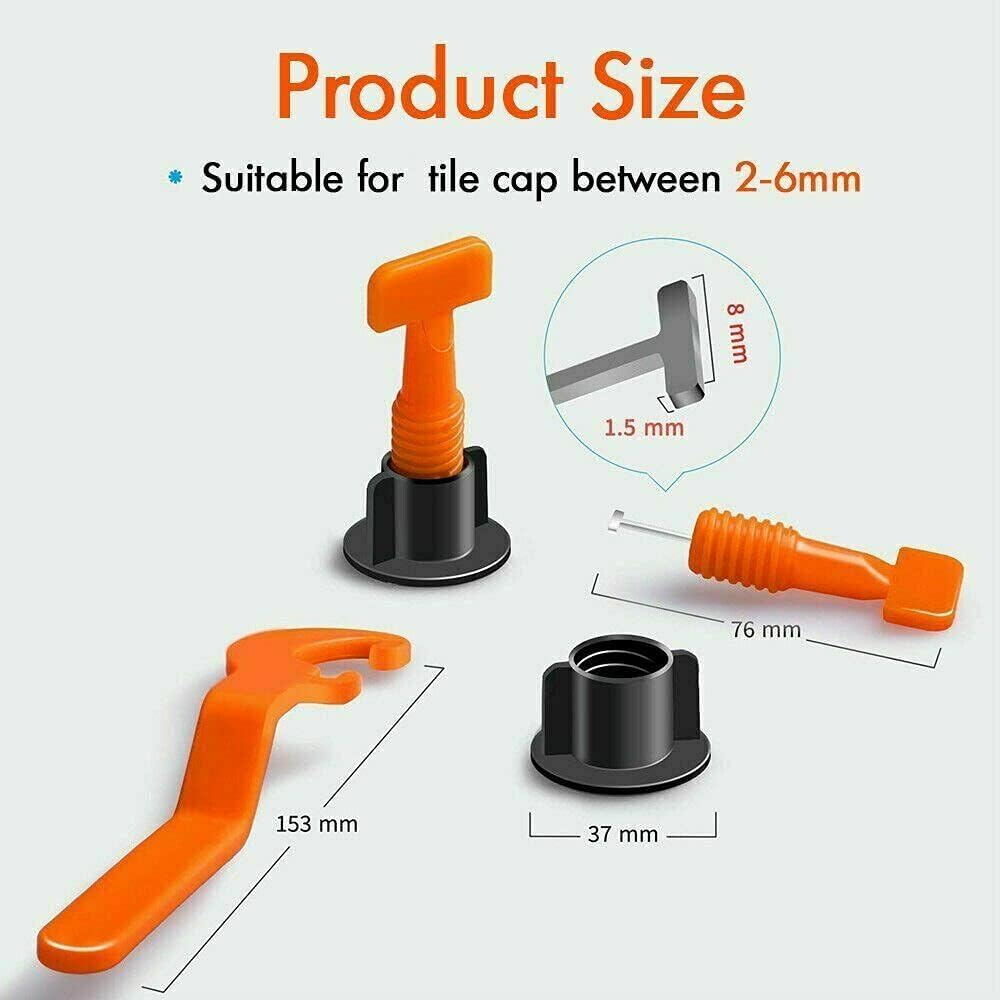 Costcom 50/200 Tile Leveling System Clips Levelling Spacer Tiling Tool Floor Wall Wrench Professional Floor & Wall Tile Leveler Spacer (200 PCS + 8 Wrenches) image number 4