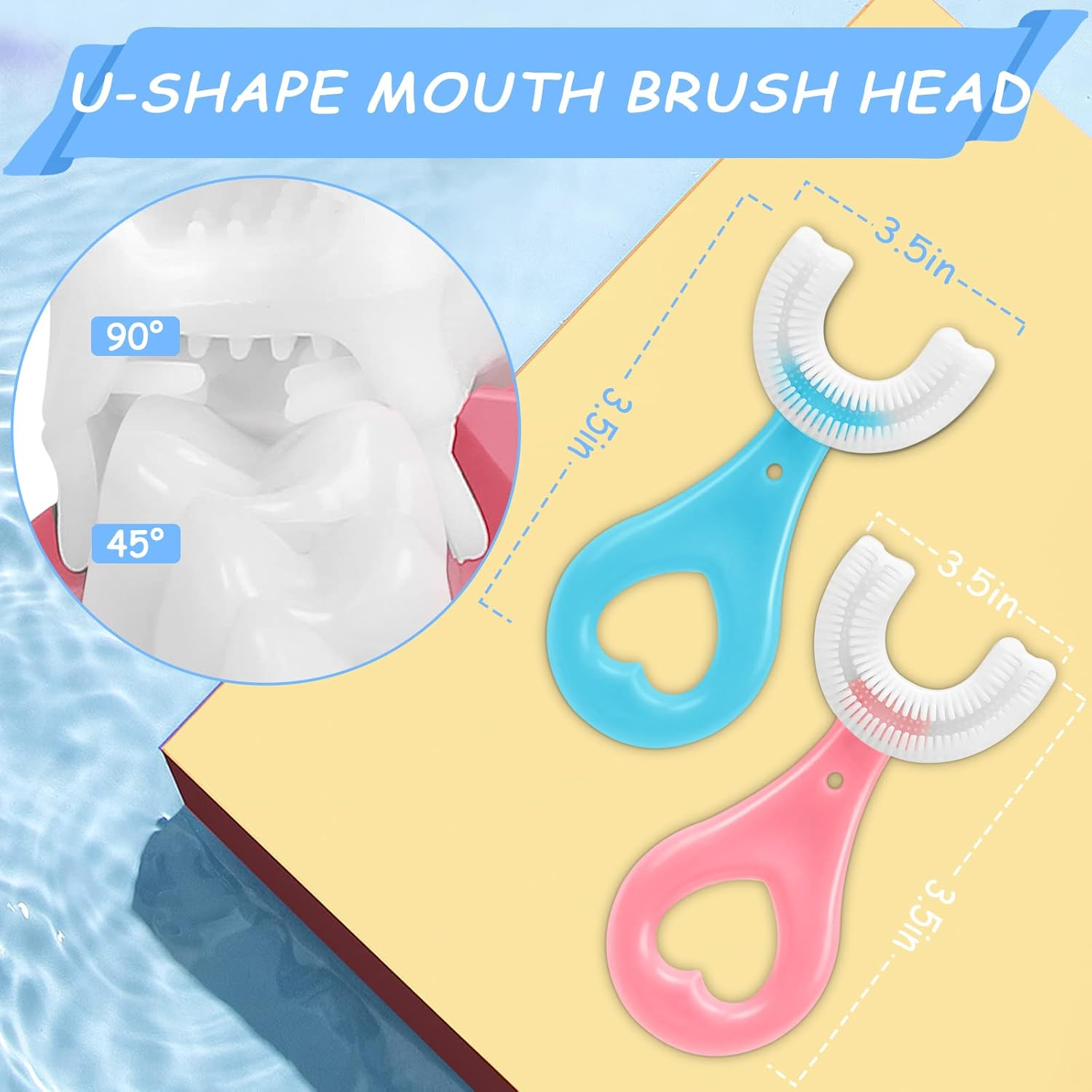 4 Pack U Shaped Toothbrush Kids, Soft Silicone Brush Head Whole Mouth with Handle 360 &deg; Oral Teeth Cleaning Design for Toddler Toothbrushes Age 2-6