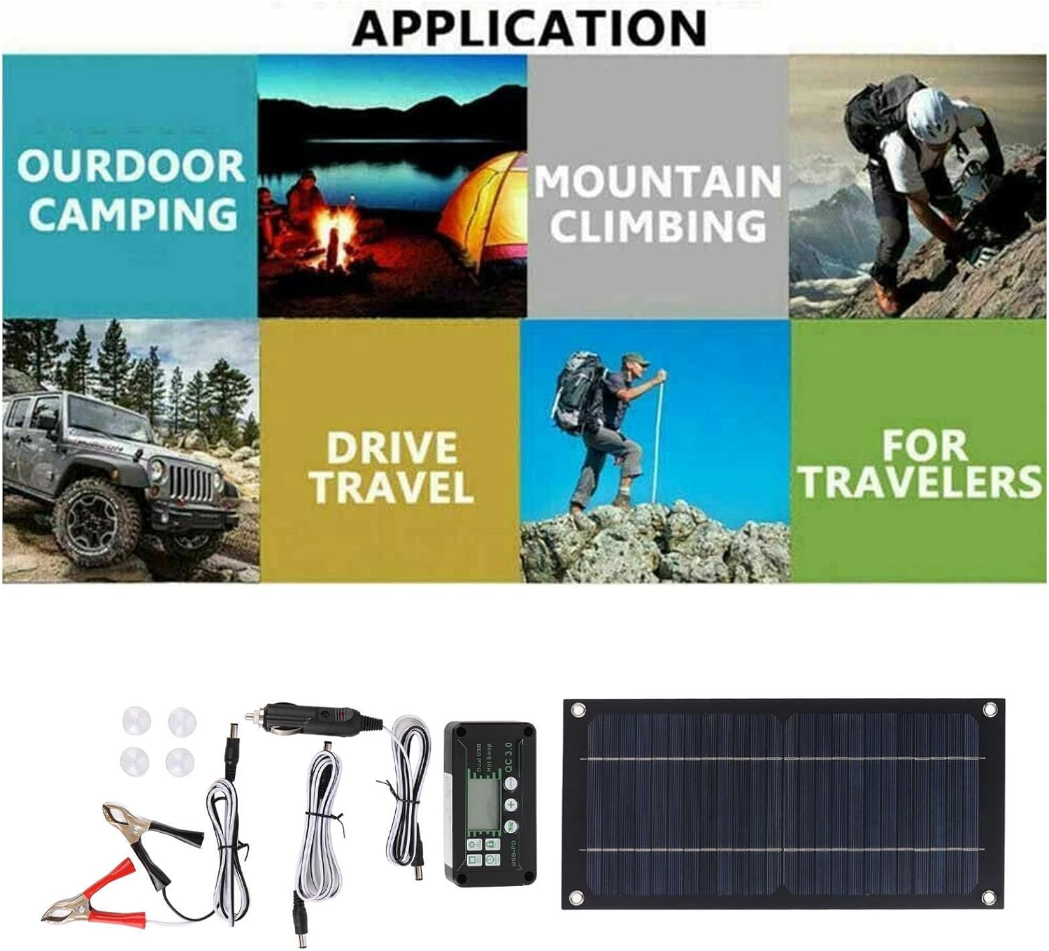 600 Watts Solar Panel Kit, High-Efficiency Monocrystalline Solar Panel Charger with Extension Cable and Battery Clip for RV Outdoor Camping and Other off Grid Applications image number 5