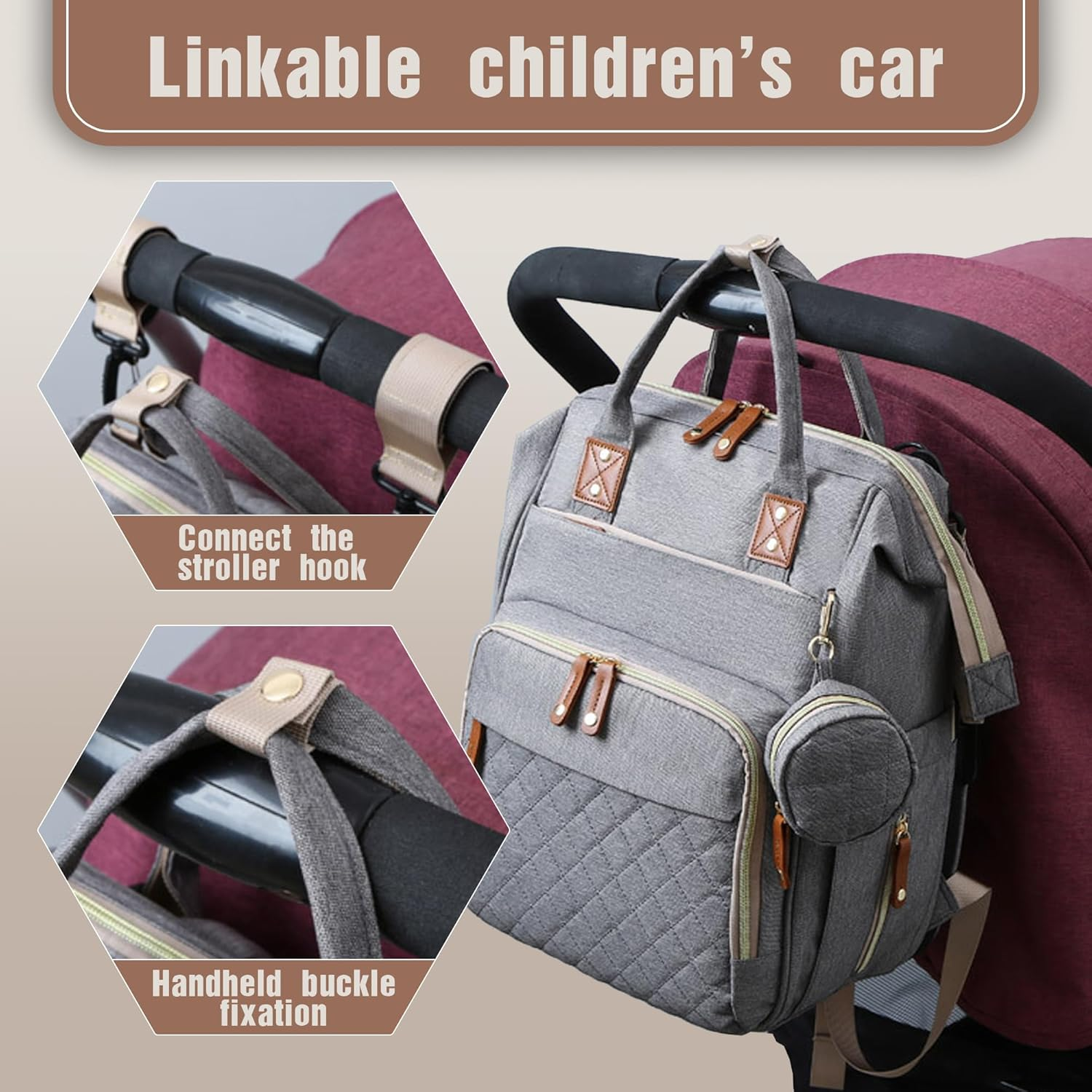 Baby Nappy Bag with Changing Station, Multifunctional Waterproof Diaper Bag, Large Baby Bag - Stylish Travel Baby Backpack for Mom and Dad image number 5