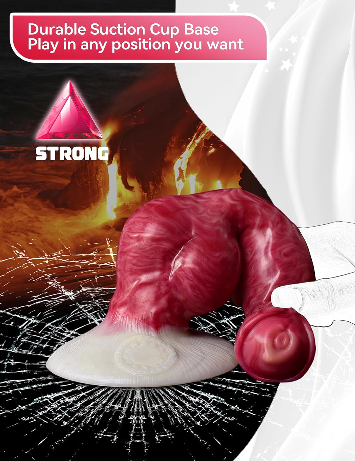 Realistic Dog Dildo with Knot for Beginners, 8.26 Inches Pink Silicone Suction Cup Butt Plug Sensory Toys Dildo for Women Lesbian and Men Couples image number 5