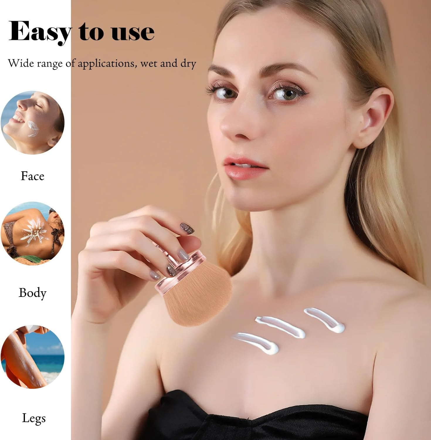 TORMEN Extra Large Body Makeup Brush &ndash; 74Mm Kabuki Foundation Powder Brush for Face and Body Soft Synthetic Bristles (Rose Gold)