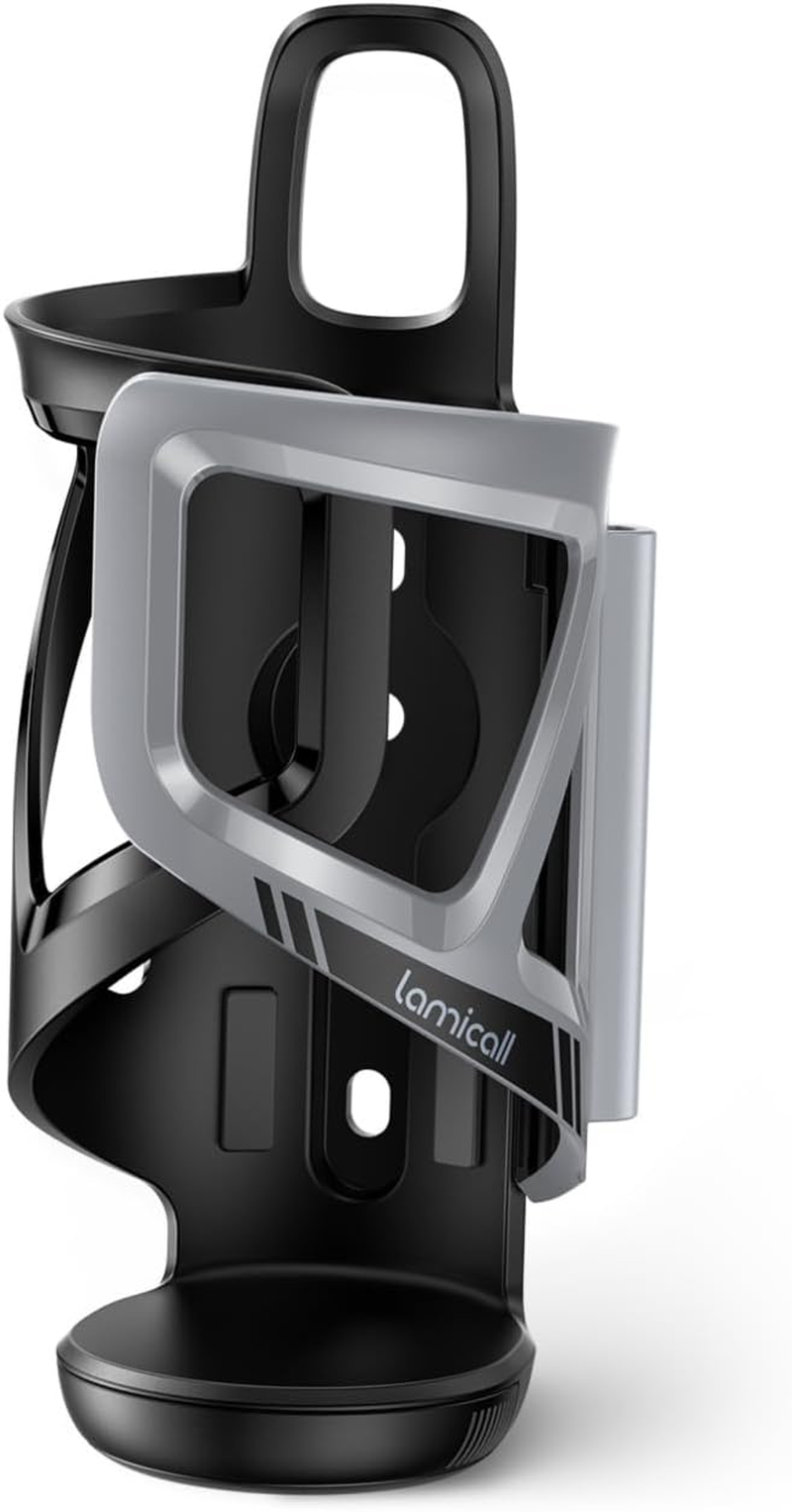 Lamicall Bike Water Bottle Holder - [Fit 2.36-3.38" Diameter Bottle] [Hidden Tracker Storage] Bicycle Cup Holder, Cycling Drink Cage with Screw Tool, for Road Mountain Kids Bikes, Fits 58-86Mm Bottles