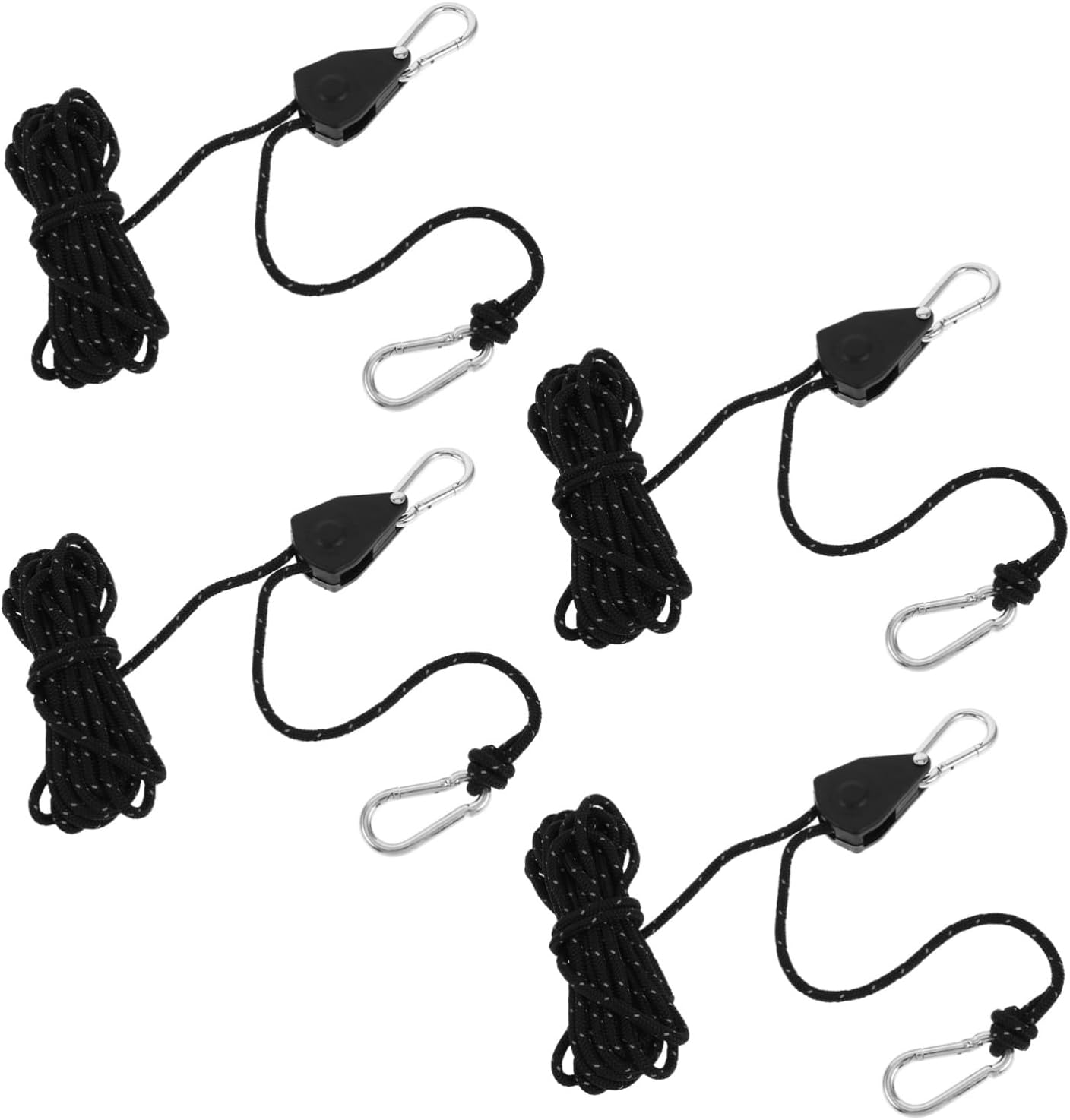 BESPORTBLE Tent Windproof Carabiner Reflective Tent Rope Adjustable Rope Tarp Tie Downs Tent Rope Tensioner Pulley Tent Ropes and Tensioners Camping Rope Stainless Steel Black