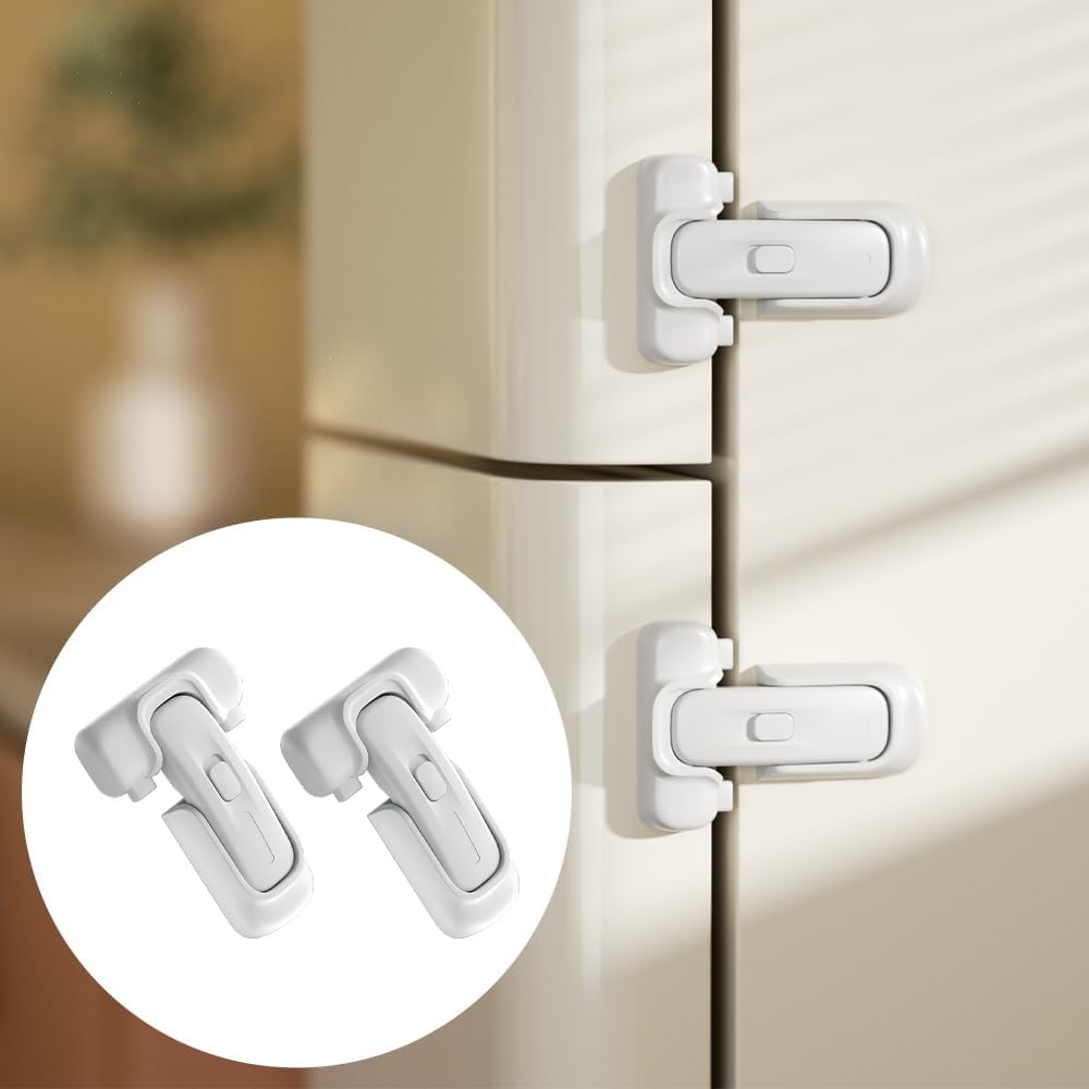 SAFELON Baby Safety Refrigerator Lock, Child Proof Fridge Door Lock, Protect Refrigerators with Damaged Sealing Strips, No Tools Required (White, 2 PCS) image number 2