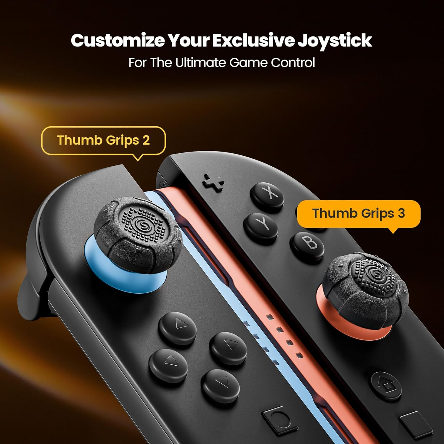 Geekshare G.S.Tac Edge Switch 2 Silicone Thumb Grip Caps Set, Anti-Slip Joystick Cover Caps Compatible with Switch 2025, 3 Pairs / 6 Pcs - Black image number 5