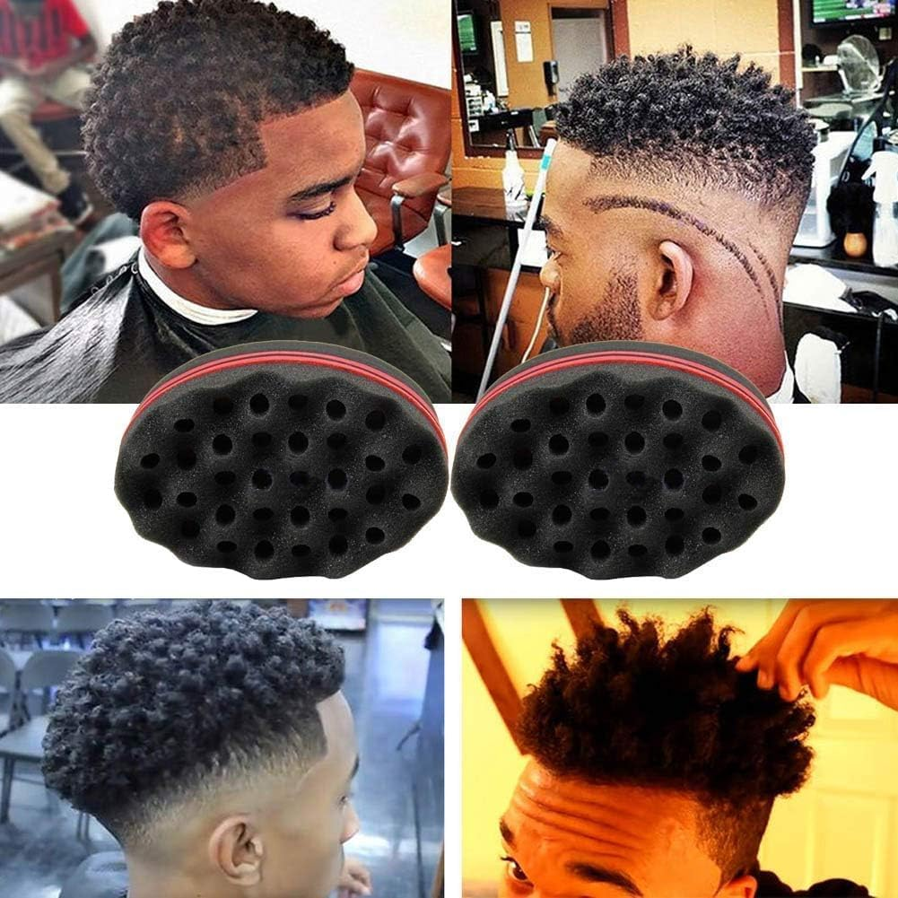 Big Holes Hair Twist Sponge Brush, 2Pcs Curls Hair Sponge Brushes for Barber Styling, Twist Hair Sponges Big Holes Barber Sponges Brush image number 5