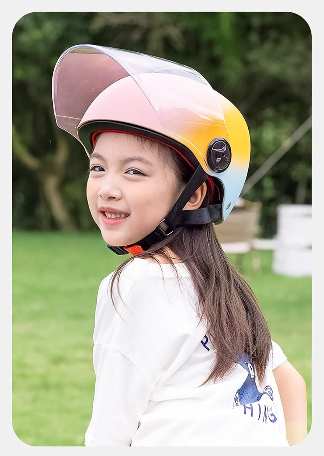 Motorbike Kids Hel-Met Scooter Hel-Met Jet Hel-Met with Visor, Girls Scooter Hel-Met Boy Moped Hel-Met, Quick Release Pocket, 45-55Cm, for 4 Years - 12 Years Kid - A2 image number 2