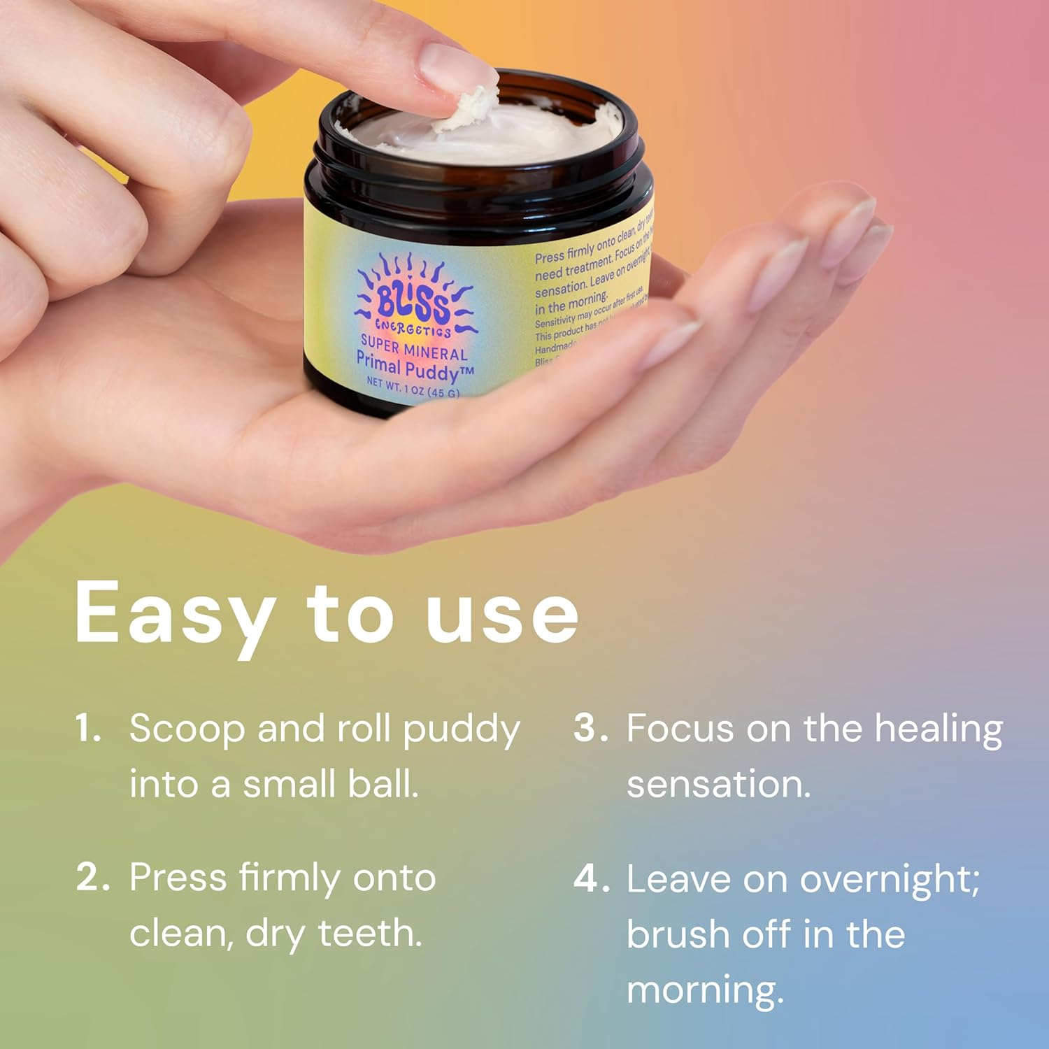 Bliss Energetics Remineralizing Tooth Puddy | Fluoride-Free with Hydroxyapatite | Remineralization | All Natural Ingredients & Preservative Free | Mineral-Rich Spot Treatment 2Oz (1 Ounce (Pack of 1)) image number 3