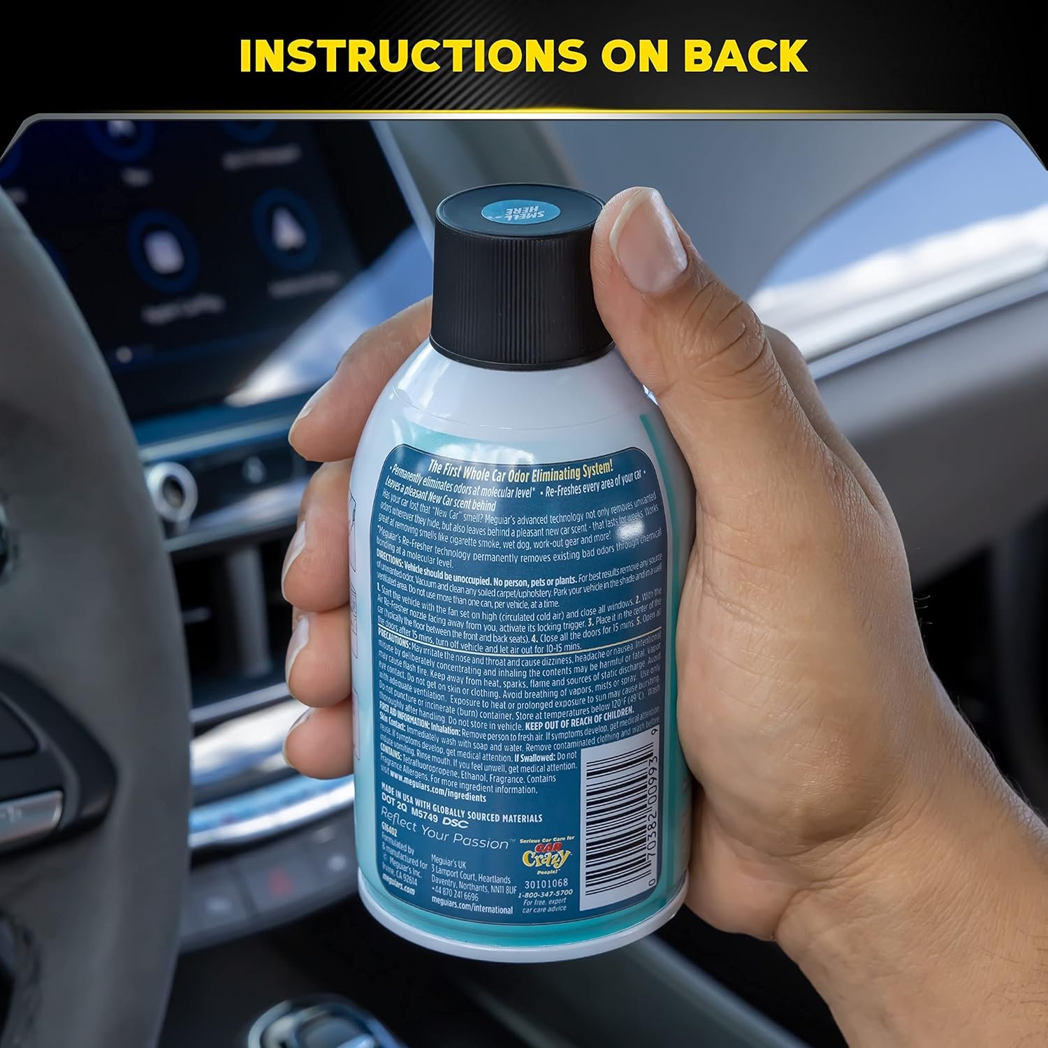 Meguiar'S Whole Car Air Freshener Scent Spray - Air Re-Fresher with New Car Scent - Odor Eliminator to Eliminate Strong Unpleasant Vehicle Odors - Advanced Re-Fresher Technology - 57 G image number 3