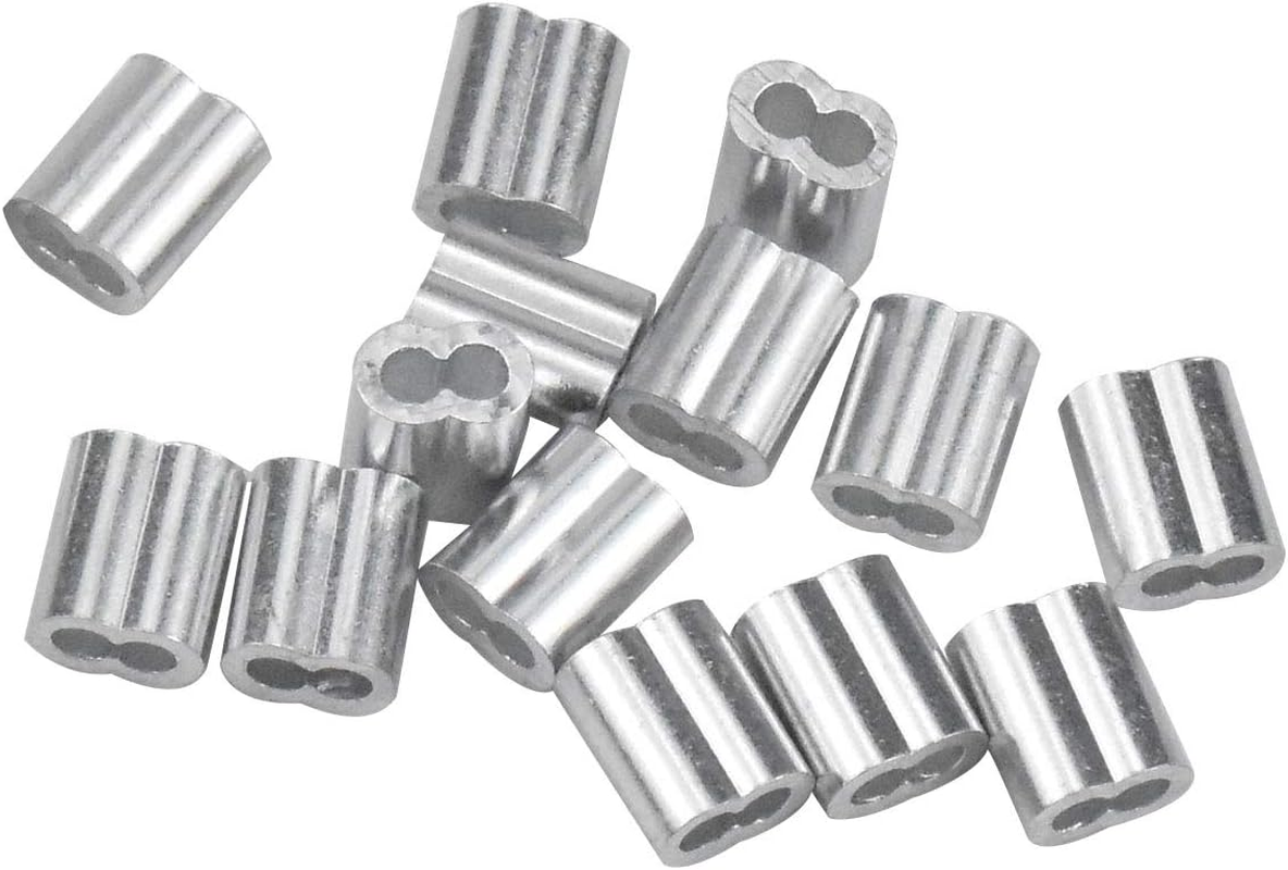 100 Pcs Aluminum Crimping Loop Sleeve Clips, Aluminum Sleeves Clip Fittings with Double Ferrules, Aluminium Ferrules for Wire Rope, Cable Crimps, Silver (2 Mm/0.079Inch) image number 5