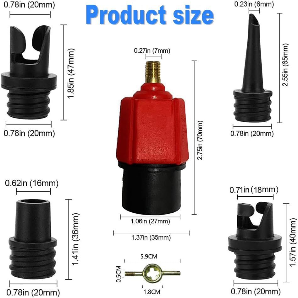 Inflatable Boat SUP Air Pump Adaptor,Air Valve Converter Multifunction SUP Air Valve Adapter with 4 Air Valve Nozzles,For Inflatable Bed Stand up Paddle Board,Kayak Dinghy, Inflatable Boat Sup image number 1