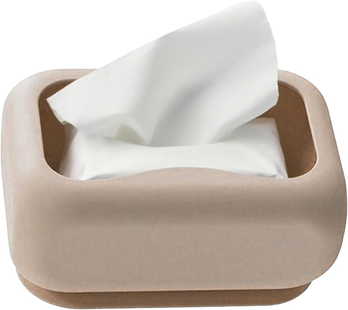 Tissue Box Cover - Modern Facial Tissue Holder with Suction Cup - Silicone Wall Mount Storage Organizer for Desk Table Living Room Apartment Bedroom Hotel Farmhouse Restaurant Car