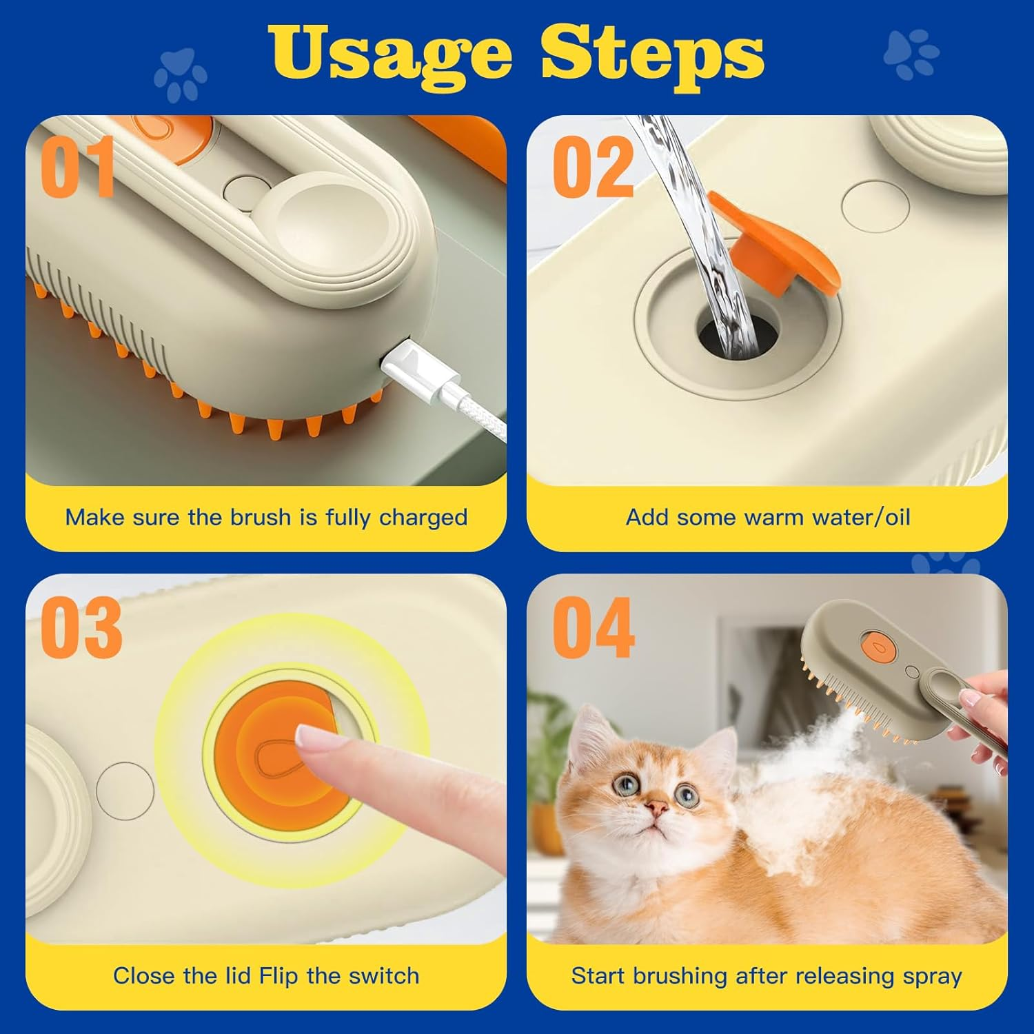 Cat Brush with Steam 3-In-1, Steam Brush Cat Green Steamy Brush Cat Steam Brush for Cats with Spray Cat Brush with Water Cats Steam Brush Care Brush for Cats and Dogs for Hair Removal image number 3