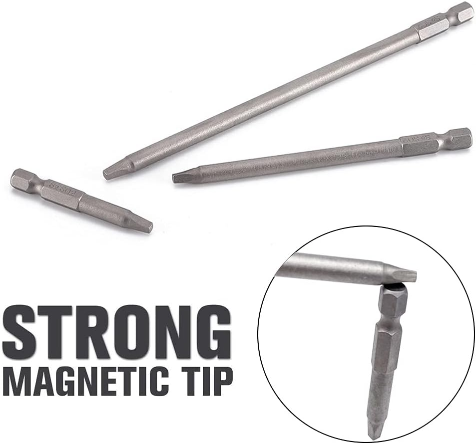 Saipe Set of 9 Pieces Magnetic SQ2 Square Head Screwdriver Bits 1/4 Inch Hex Shank Square Drive Bit Security Electric Screw Driver Drill Bit for Electric Hand Screwdrivers, 50/100/150Mm Length image number 6