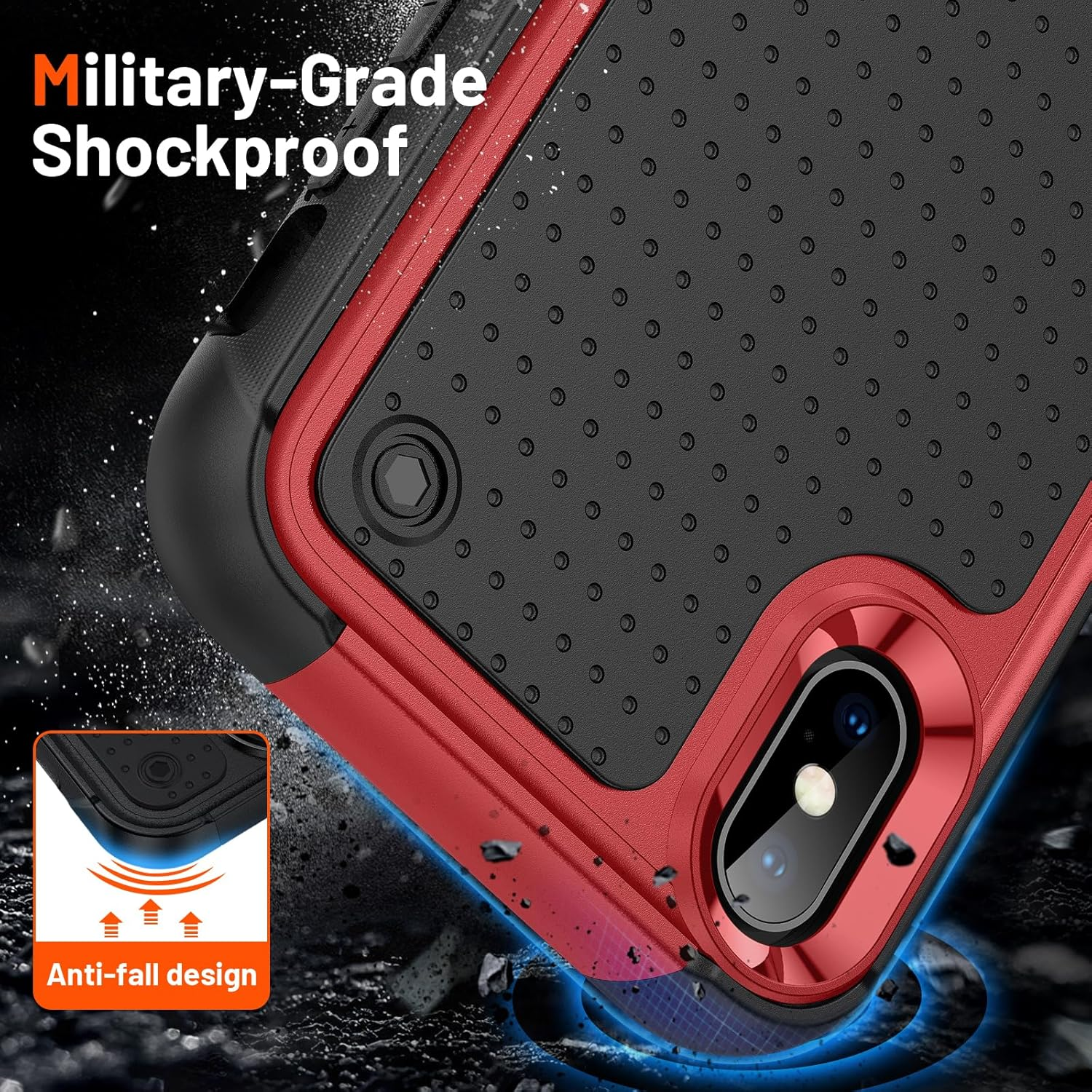 Asuwish Phone Case for Iphone Xs X 10 10S with Tempered Glass Screen Protector Cover and Rugged Accessories Protective Dual Layer Iphonex Iphonexs Iphone10 I Phonex SX 10X 10Xs X&rsquo;S Women Men Red image number 3