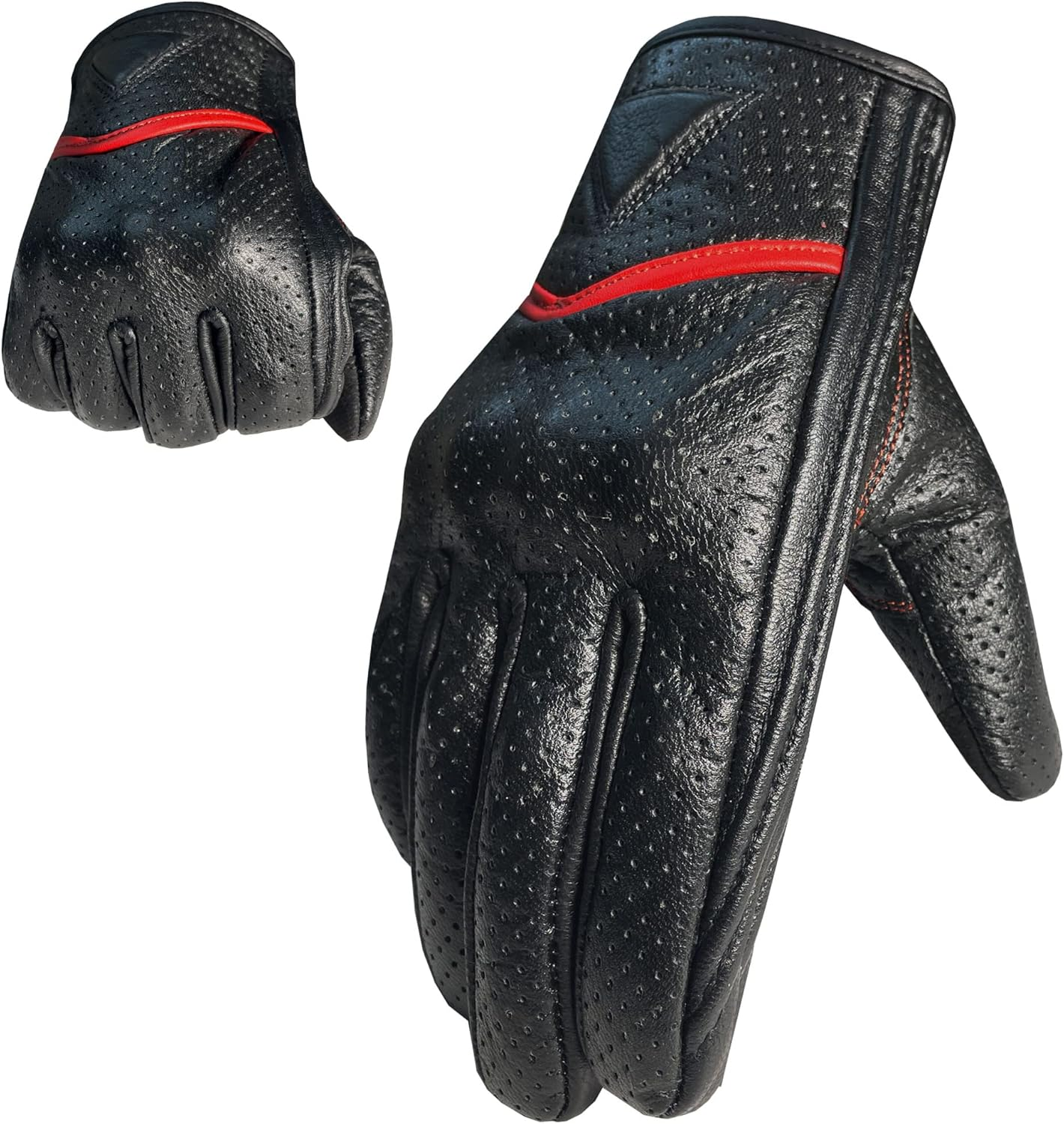 Jackets 4 Bikes Premium Men'S Motorcycle Leather Perforated Cruiser Protective Gel Gloves