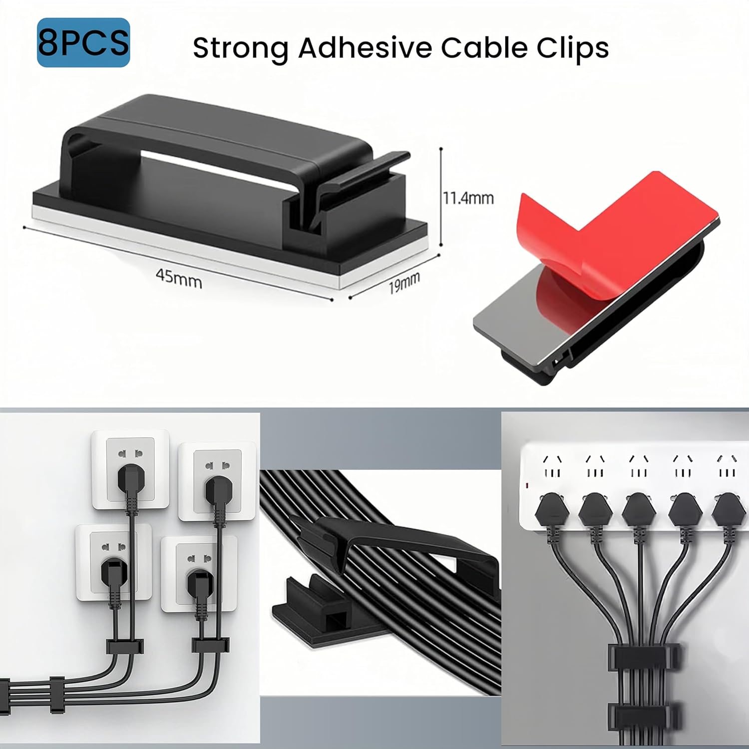 273Pcs Cable Management Organizer Kit,Cable Organizer,Fastening Zip Cable Ties,Self Adhesive Cable Clips Holder,Self Adhesive Ties,Useful for Power Cord,Tv、Usb Cable, Office Cord Holder for Desk image number 1