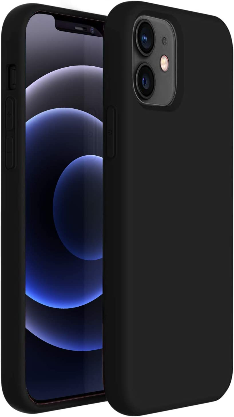 ZUSLAB Nano Silicone Case for Iphone 12 Mini 5.4" Shockproof Gel Rubber Bumper Protective Cover - Black