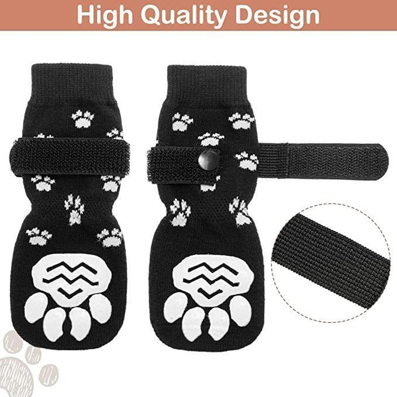 Anti-Slip Dog Socks,Dog Shoes for Hot/Cold Pavement,Paw Protectors with Grips 2 Pairs for Puppy Small Medium Large Senior Old Dogs,Dog Socks to Prevent Licking and Hardwood Floor Protection (Black, M) image number 3