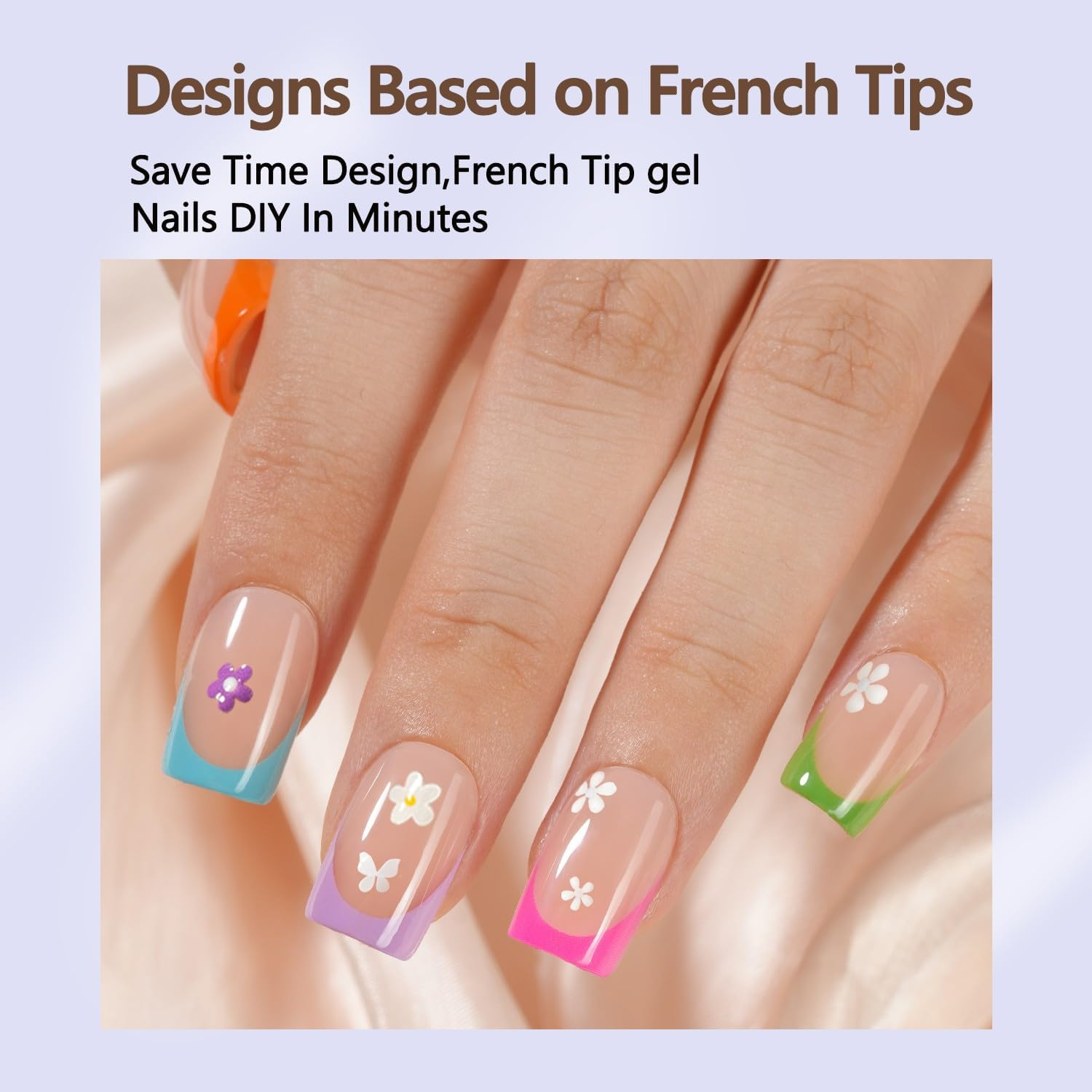 Misssix French Gel Nail Tips, 160Pcs French Tip Press on Nails Short Square, No Need to File Tips Pre-Lasting, Fake Nails for Nail Art DIY 16 Sizes image number 1