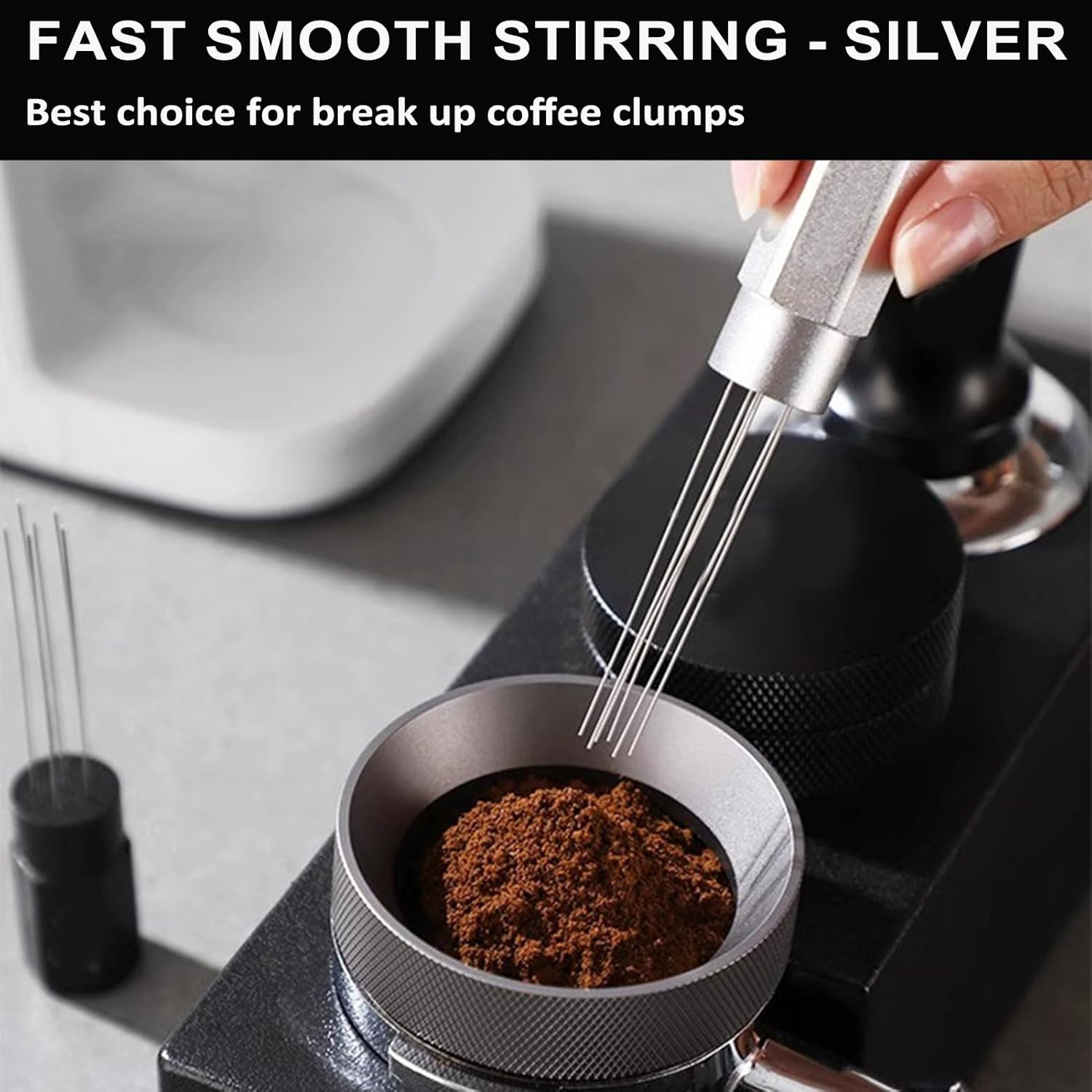 MODY RODY Magnetic WDT Tool | Stainless Espresso Distribution Tool | 54Mm Coffee Stirrer Neddles | for Home Barista or Coffee Shop - Classic Black image number 3