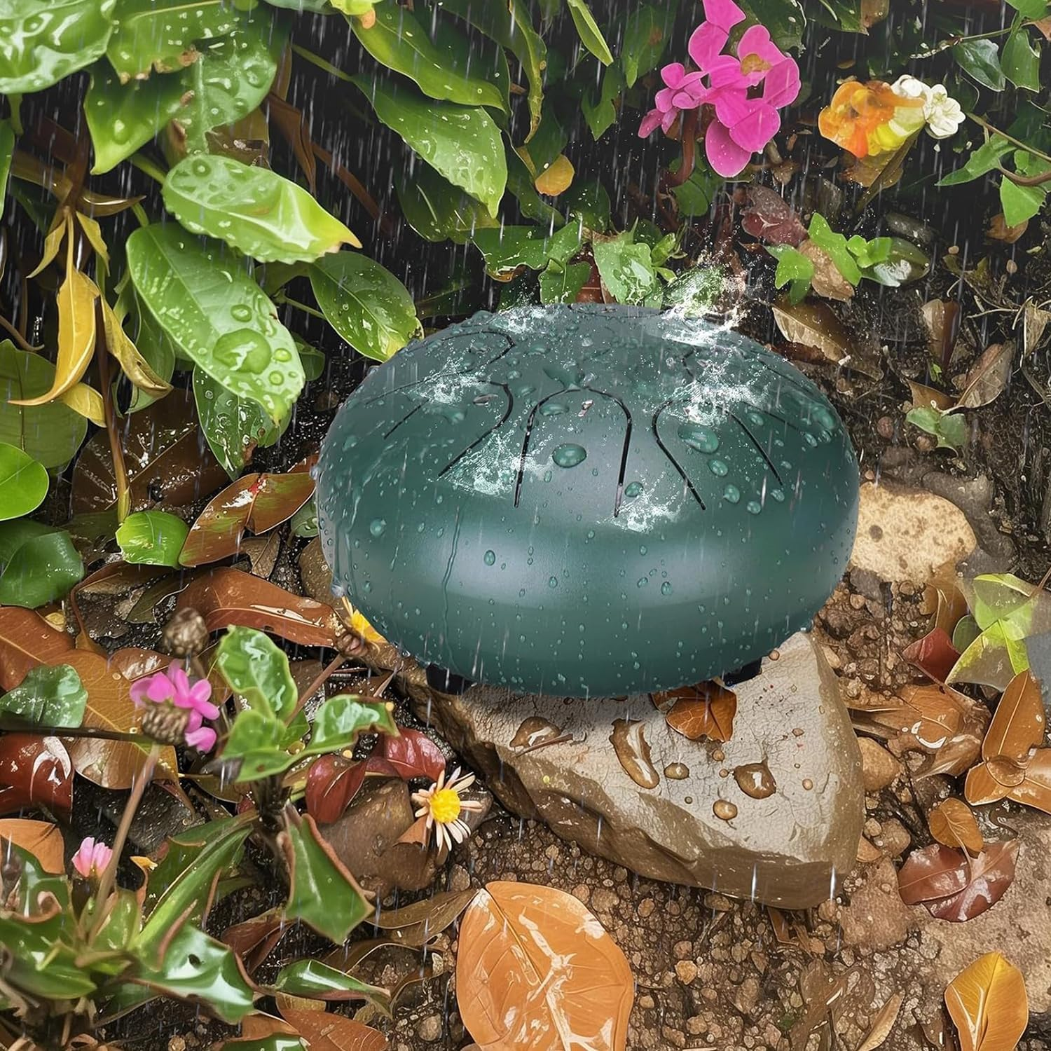 Rain Drum Tongue Drum for outside Garden 6 Inches 8 Notes Waterproof Steel Chakra Drum Musical Percussion Instrument Kit with Bag Mallets for Education Entertainment Meditation Yoga image number 2