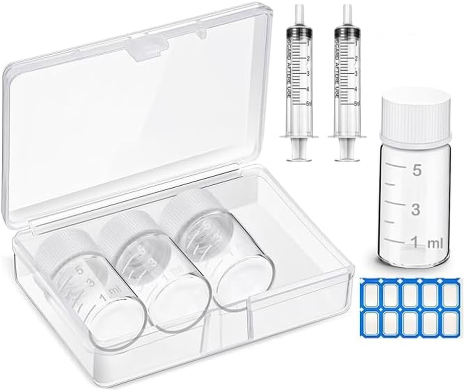 10 Pcs Liquid Medicine Travel Container Glass,Liquid Containers Small Single Dose Medicine Bottles Dispenser, and Leak-Proof Plug Travel Essentials Accessories(Clear,5Ml) image number 1