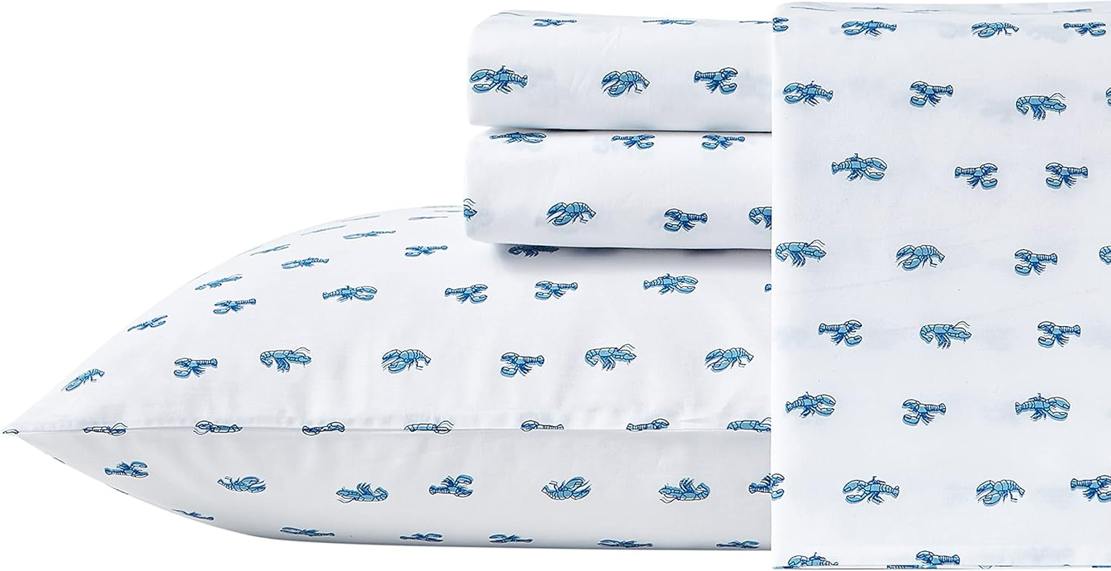 Nautica - King Size Sheets, Cotton Percale Bedding Set, Crisp & Cool, Coastal Bedding Set (Cloyster Blue, King)