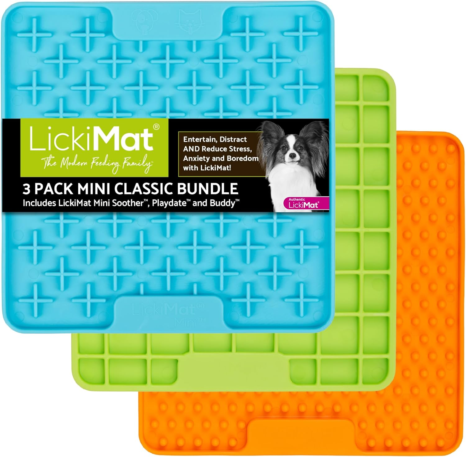Lickimat Mini Classic Variety 3-Pack for Dogs &ndash; Buddy, Soother & Playdate &ndash; Lick Mats for Small-Medium Dogs & Puppies &ndash; Calm Anxiety, Beat Boredom, Slow Feeder for Treats, Peanut Butter, Wet Food image number 6
