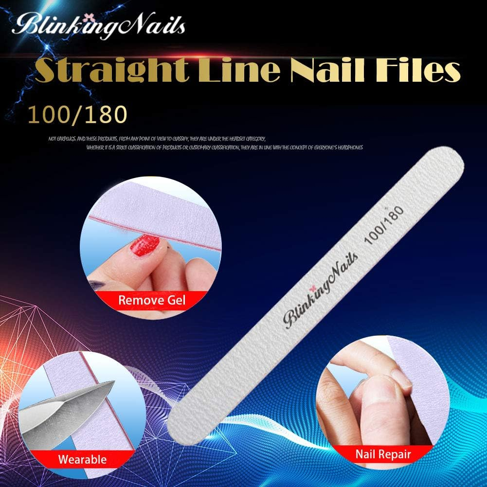 Nail File 80/100/180 Grit Pack of 15Pcs Professional Nail Buffer Block for Acrylic Nails Nail File Block with Double Sides Sanding File Set Disposable Nail File and Buffers Bulk of Nail Art Tools 100/180 15Pcs