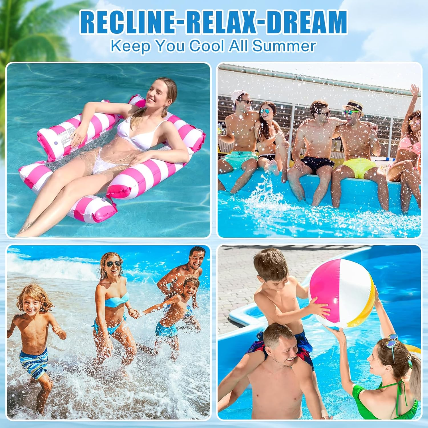 4 in 1 Adult Pool Floatboard with Pump and Beach Ball. Inflatable Pool Floatboard, Portable Water Hammock with Bottom Mesh for Summer Event Pool Party image number 5