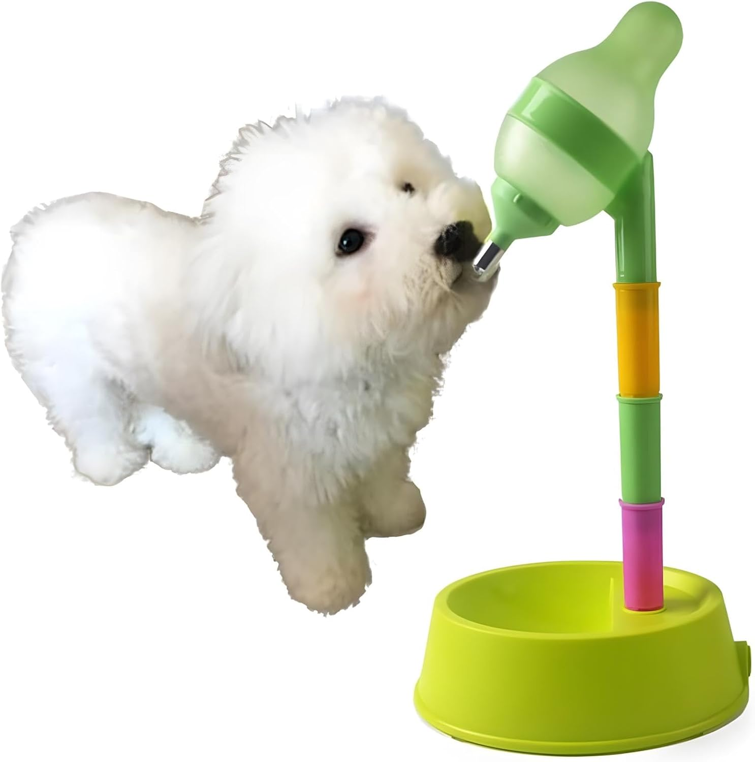 NACOCO Pet Standing Water Dispenser Cat Dog Standing Bowl with Detachable Pole Automatically Feeding Water Height Adjustable (Green) image number 4