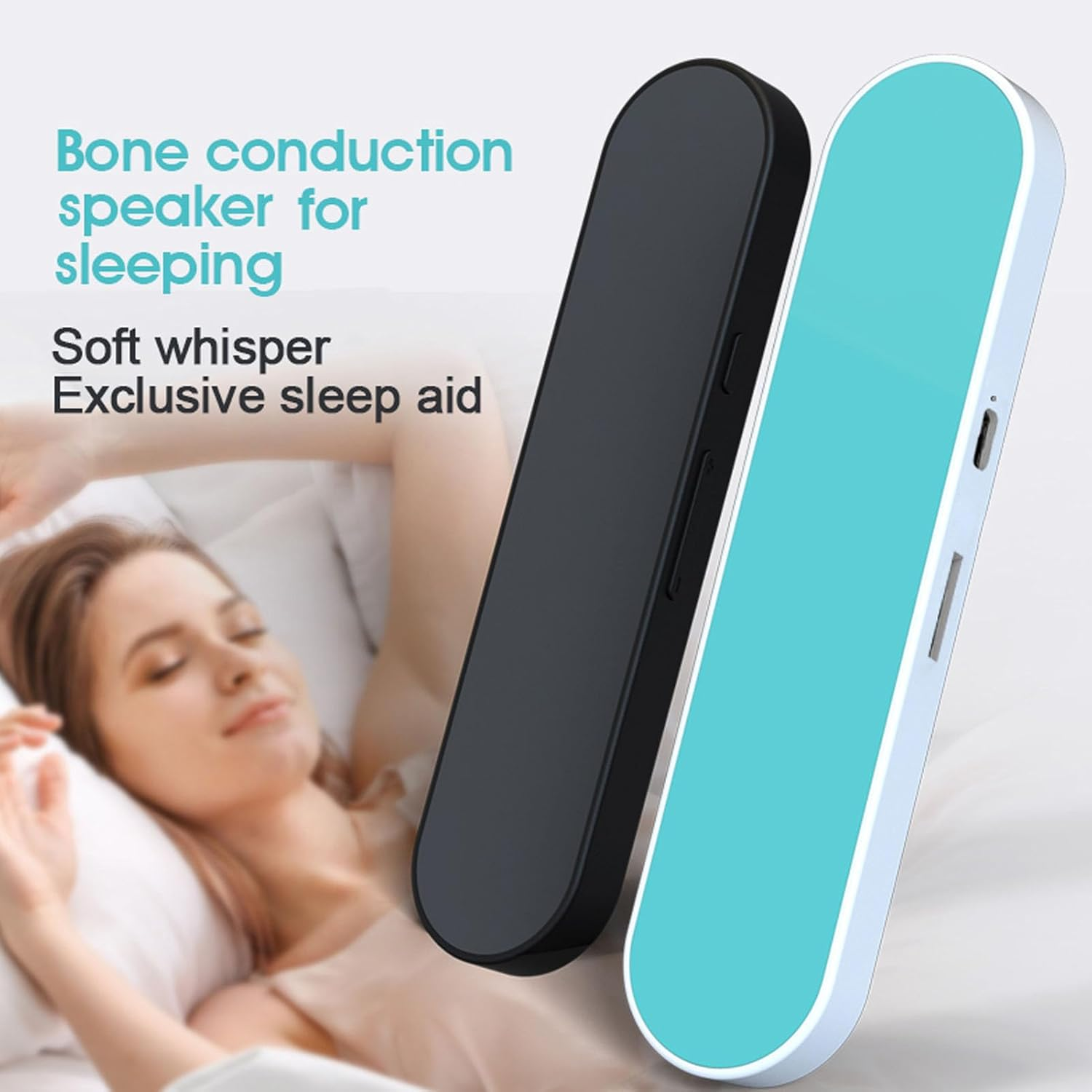 MENDUNER Pillow Speaker for Sleeping, Bluetooth Bone Conduction Sleep Sound Speaker with 3D White Noise, 10 Soothing Sounds for Adult, Kids, Side Sleeper, Podcasts Audiobooks (Black) - Black image number 3