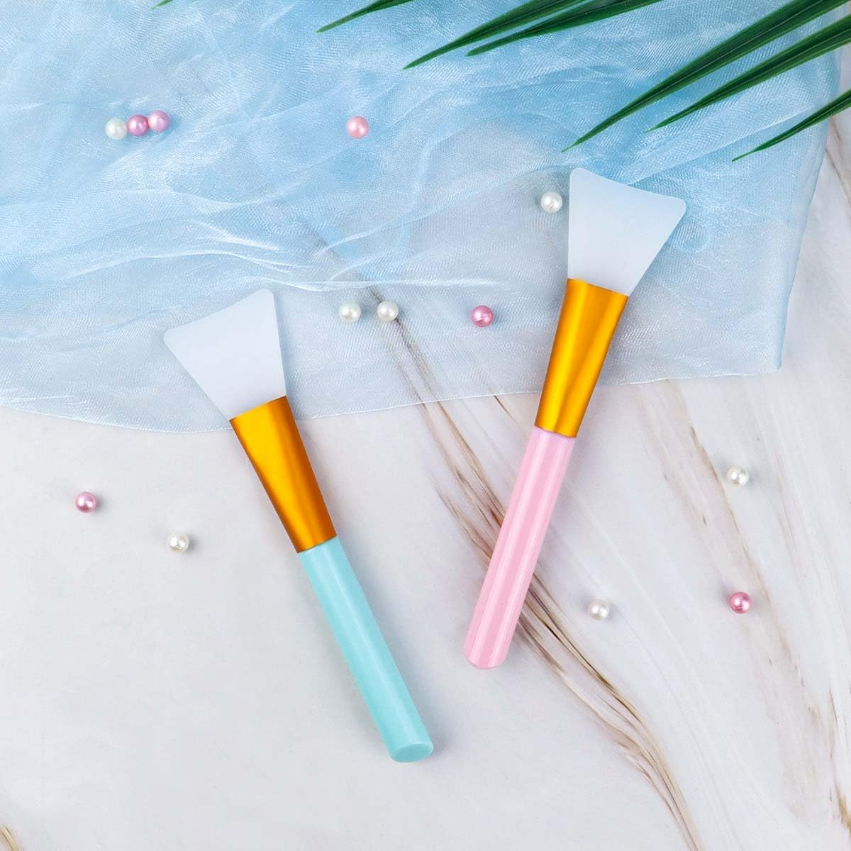 2 Pcs Silicone Face Mask Brush Silicone Mask Applicator Soft Silicone Facial Mud Mask Brushes Face Mask Beauty Tools Hairless Applicator Tool for Body Lotion Butter Clay Mask DIY Mask (Blue + Pink) image number 4