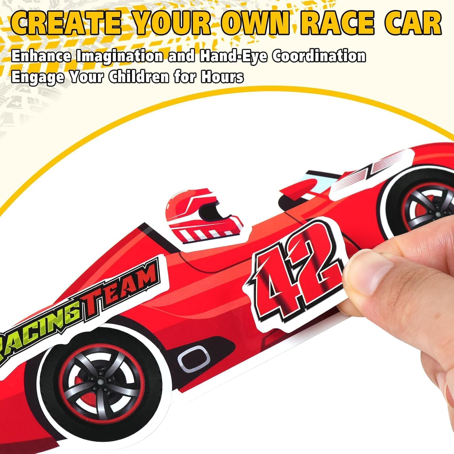 PQCLXUYA 24 Sheets Make Your Own Car Stickers, Creative Race Car Game Stickers for Kids,8 Styles Cartoon Racing Car for Race Car Birthday Party Supplies Favors Toys Rewards Art Craft Activities image number 1