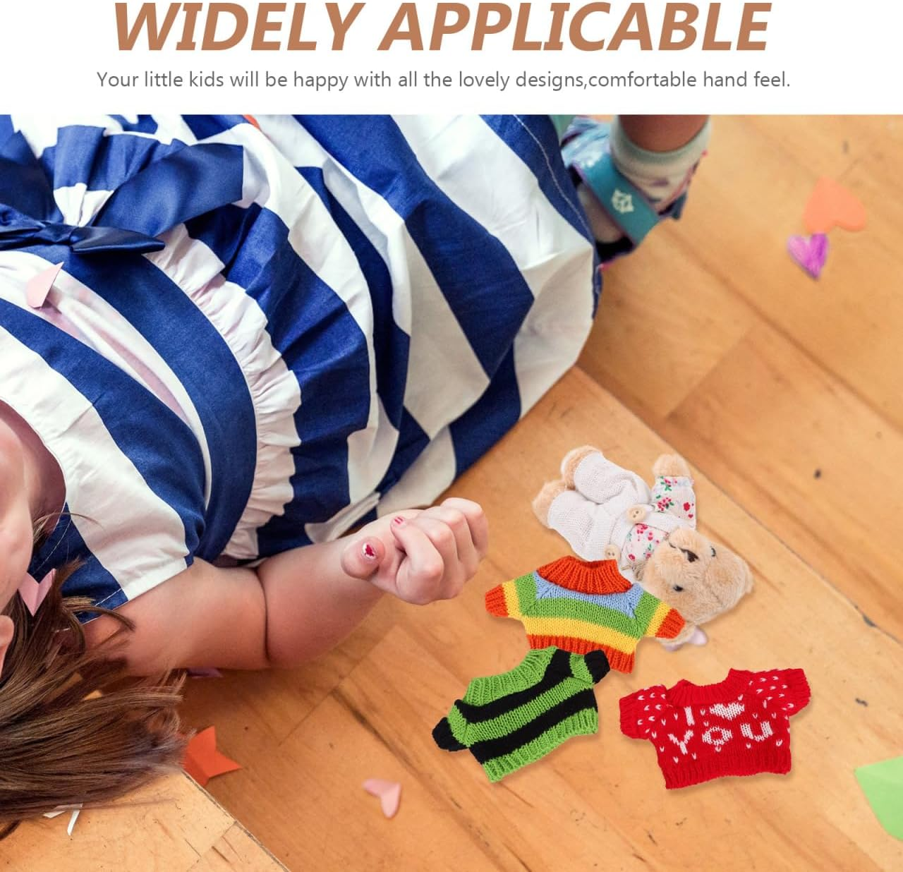 HEMOTON Figure Accessories 3Pcs Doll Sweater Set for Boys and Girls Stuffed Animal Clothes Bear Costumes Delicate Doll Decor Reusable image number 5