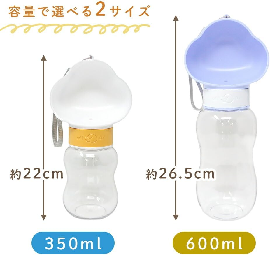 Milasic TN-PETWB-WH-350 Portable Water Bottle for Dogs, 11.8 Fl Oz (350 Ml), Locking Type, Plastic Water Bottle with Tray, Leak Proof, Strap Included, Walking, Traveling