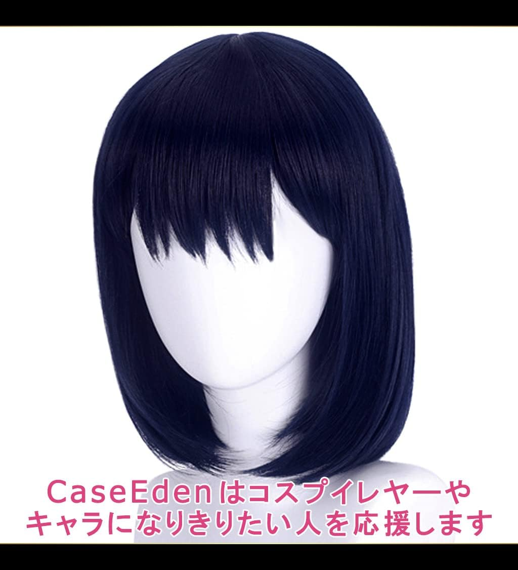 Caseeden Cosplay Wig, Summertime Renda, Mio Obune, Short, Navy, Navy Blue, Close to Black, White Melce Wig Net, Set of 2 image number 6