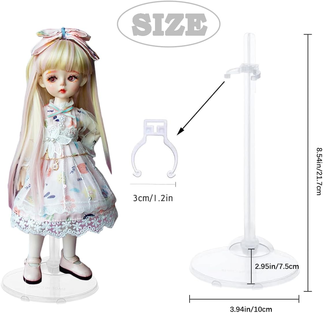 10 PCS Adjustable Doll Stands, Mini Doll Display Stands, Suitable for 11-13 Inch Dolls Transparent Display Holders，Dolls Accessories (10) image number 1