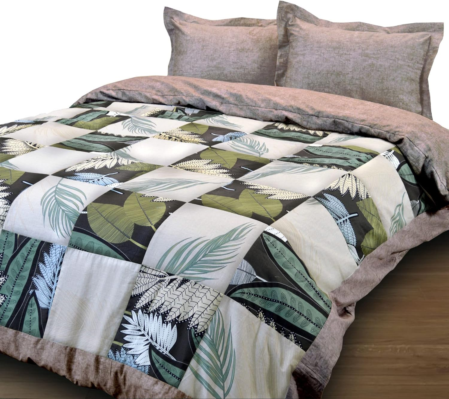 Essina King Quilt Cover Set 3Pc Patchwork Collection,100% Cotton 620 Thread Count, Patchwork Duvet Cover, Maridian