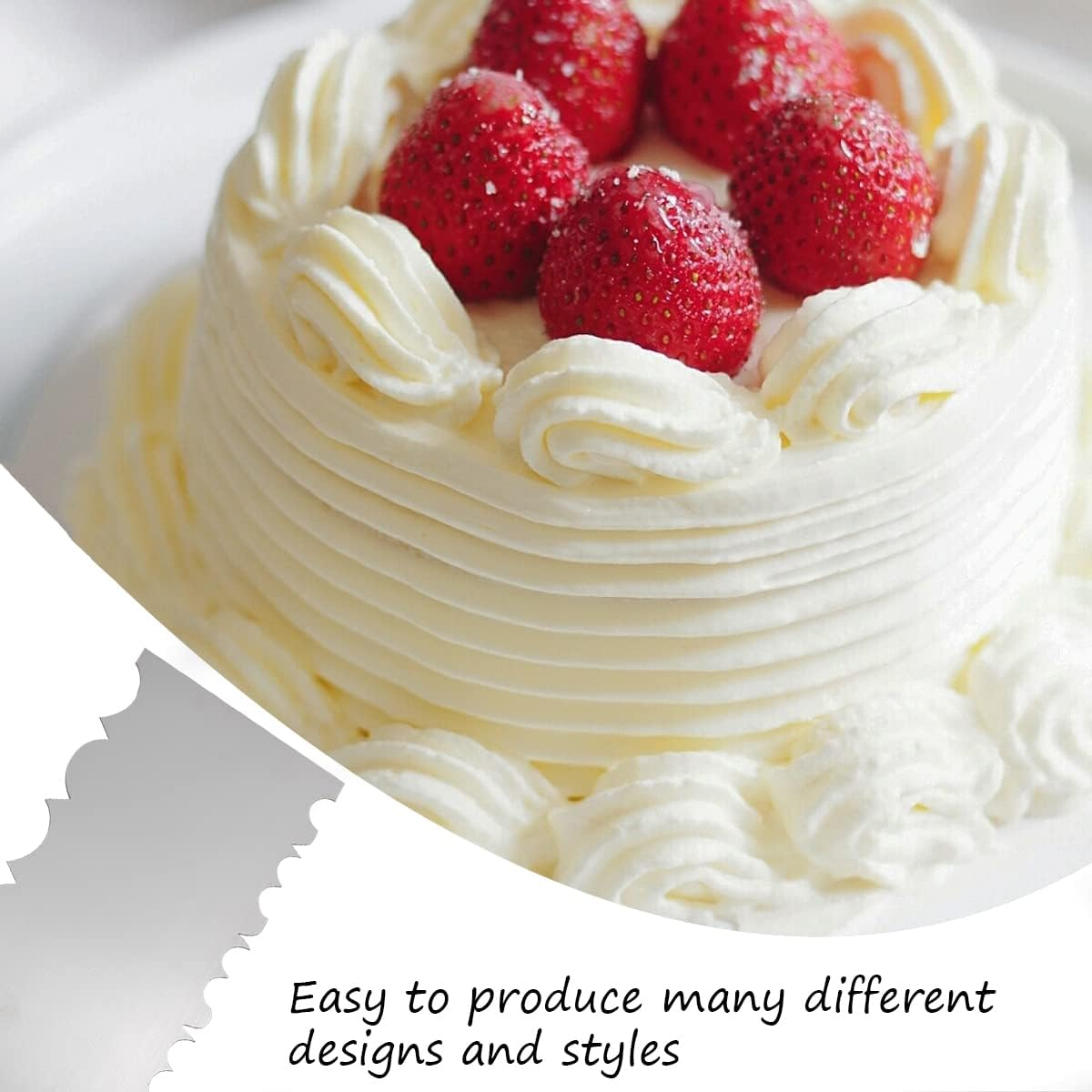 8.6 Inch Stainless Steel Cake Scraper Metal Scraper for Cake Smoother Leveler Scraper Cake Decorating Comb Cake Cutter for Mousse Butter Cream (Style 3)