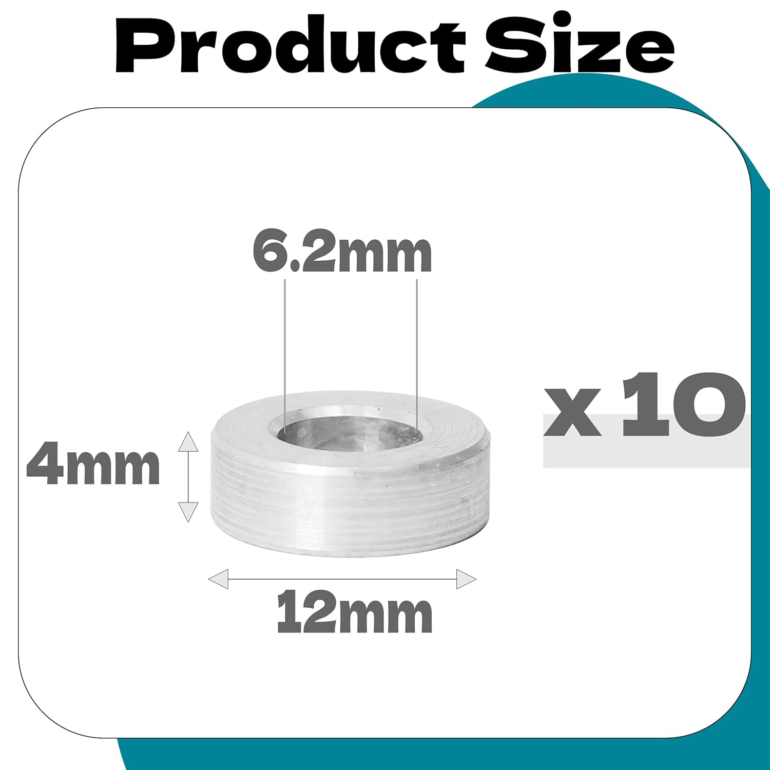 Zhooooonglf 10Pcs M6 Aluminum Spacers, Metal Spacer Aluminum round 6.2Mm ID X 12Mm OD X4Mm L Thickness Screw Standoff for M6 Screw Bolts Silver image number 2