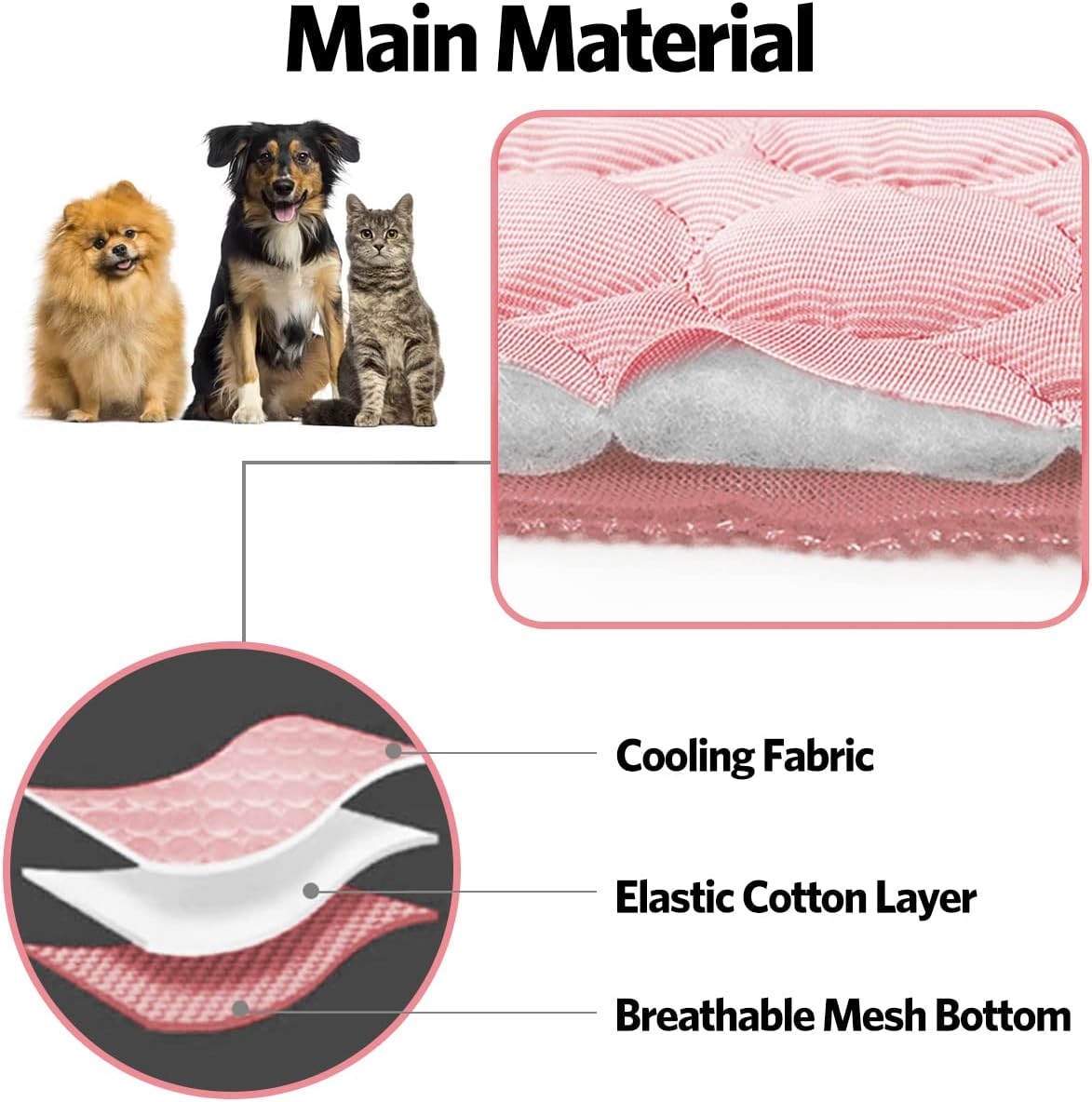 Aingycy Dog Cooling Mat Pet Cooling Pads Dogs & Cats Pet Cooling Blanket for Outdoor Car Seats Beds (28IN40IN, Pink)