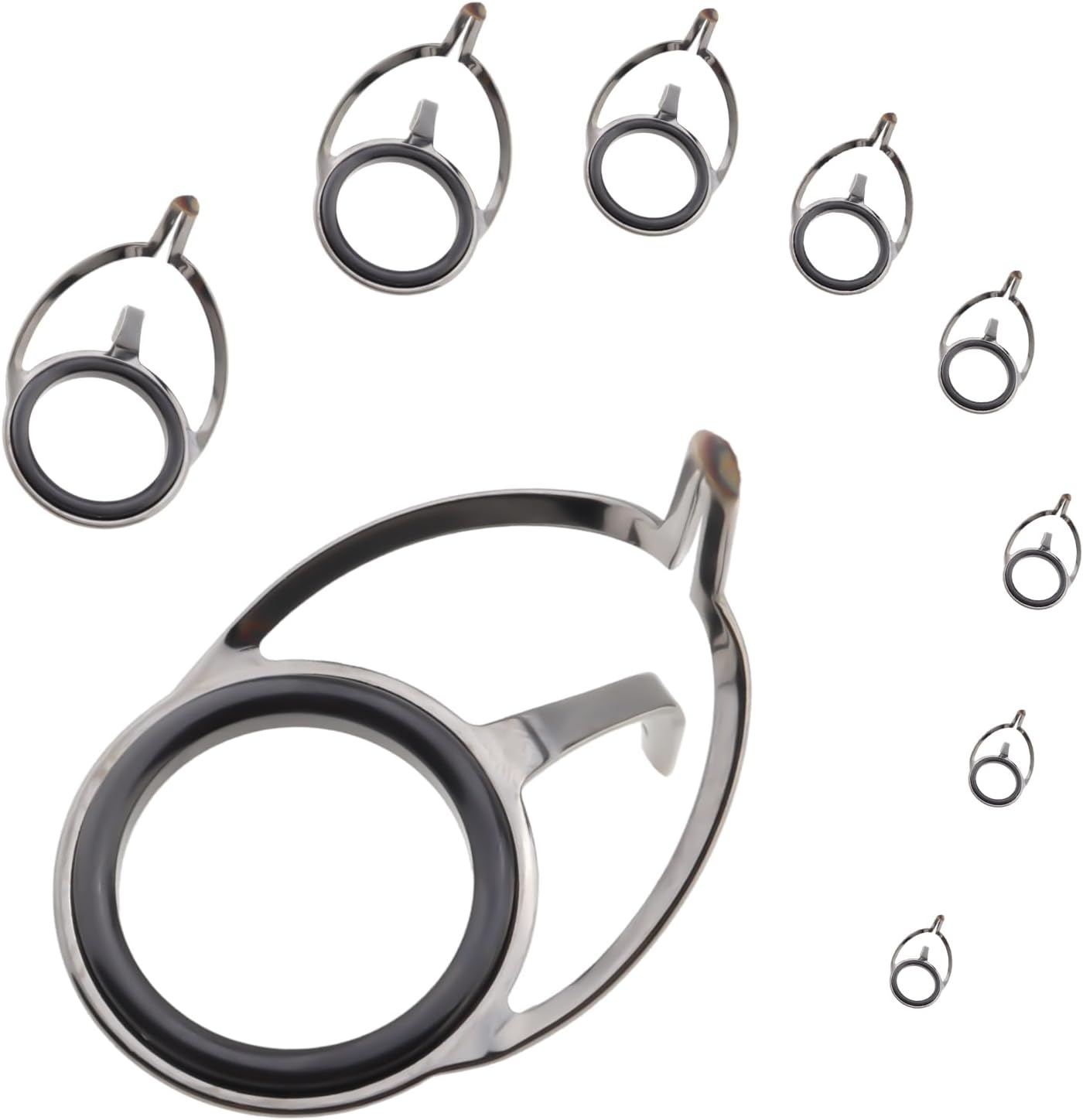 Origlam 8Pcs Fishing Rod Guide Repair Kit, Spinning Rod Guides, Fishing Rod Guide Replacement, Tip Repair Kit for Spinning Rods Sea Fishing