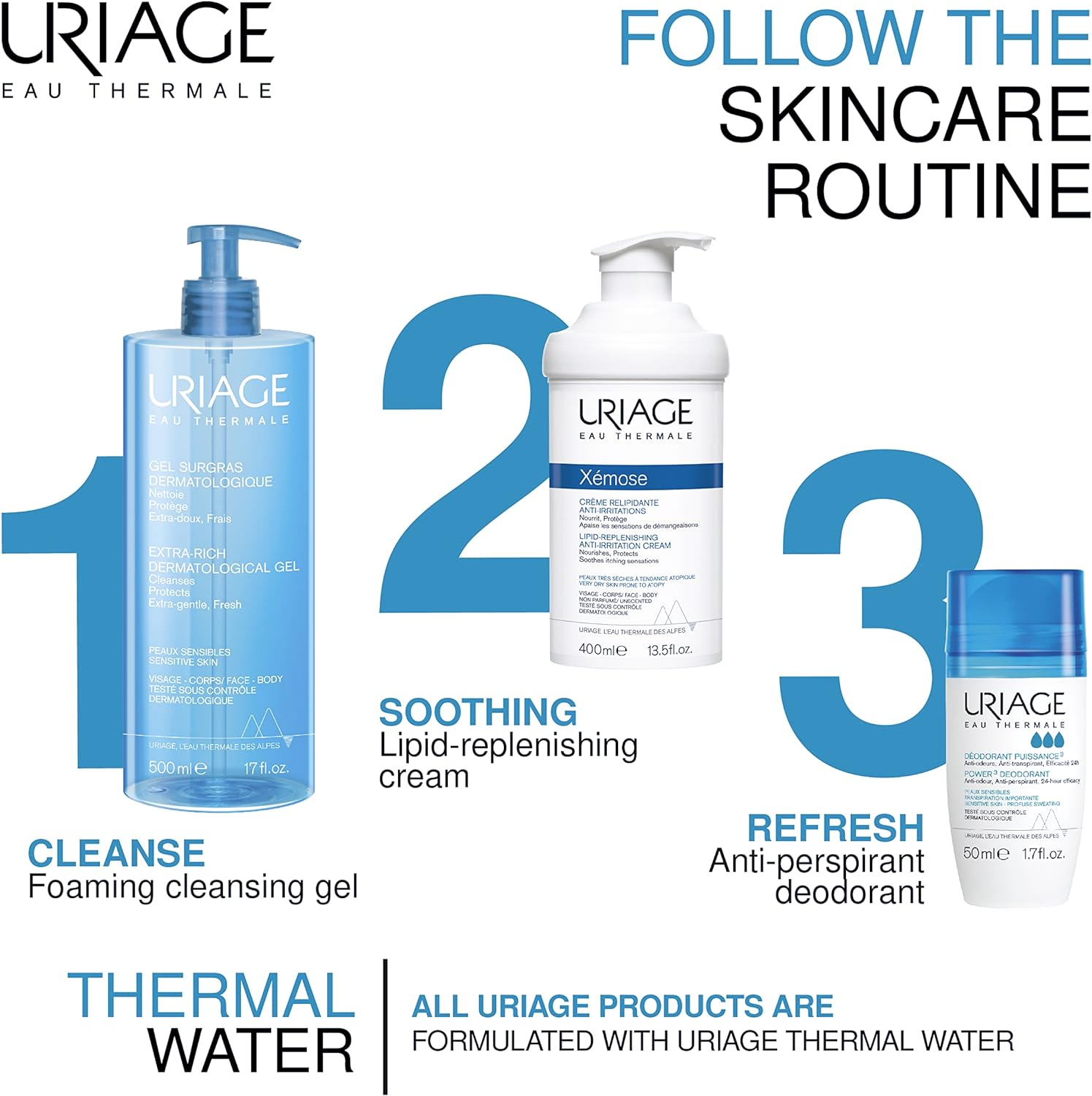 Skincare & Hygiene by Uriage Eau Thermale Power 3 Deodorant 2 X 50Ml image number 3