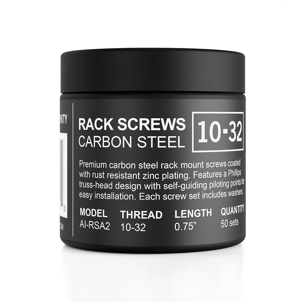 AC Infinity Carbon Steel 10/32 Rack Screws and Nylon Washers. 50-Piece Set for Equipment Server Racks Enclosures and Cabinets.