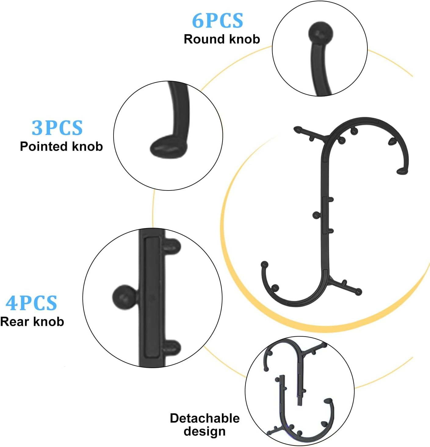 EDINNO Trigger Point Massager, Trigger Point Therapy Self Massage Tool, Back and Neck Massager, Handheld Massage Stick, for Back Massage Muscle Tension (Black) - Black image number 6