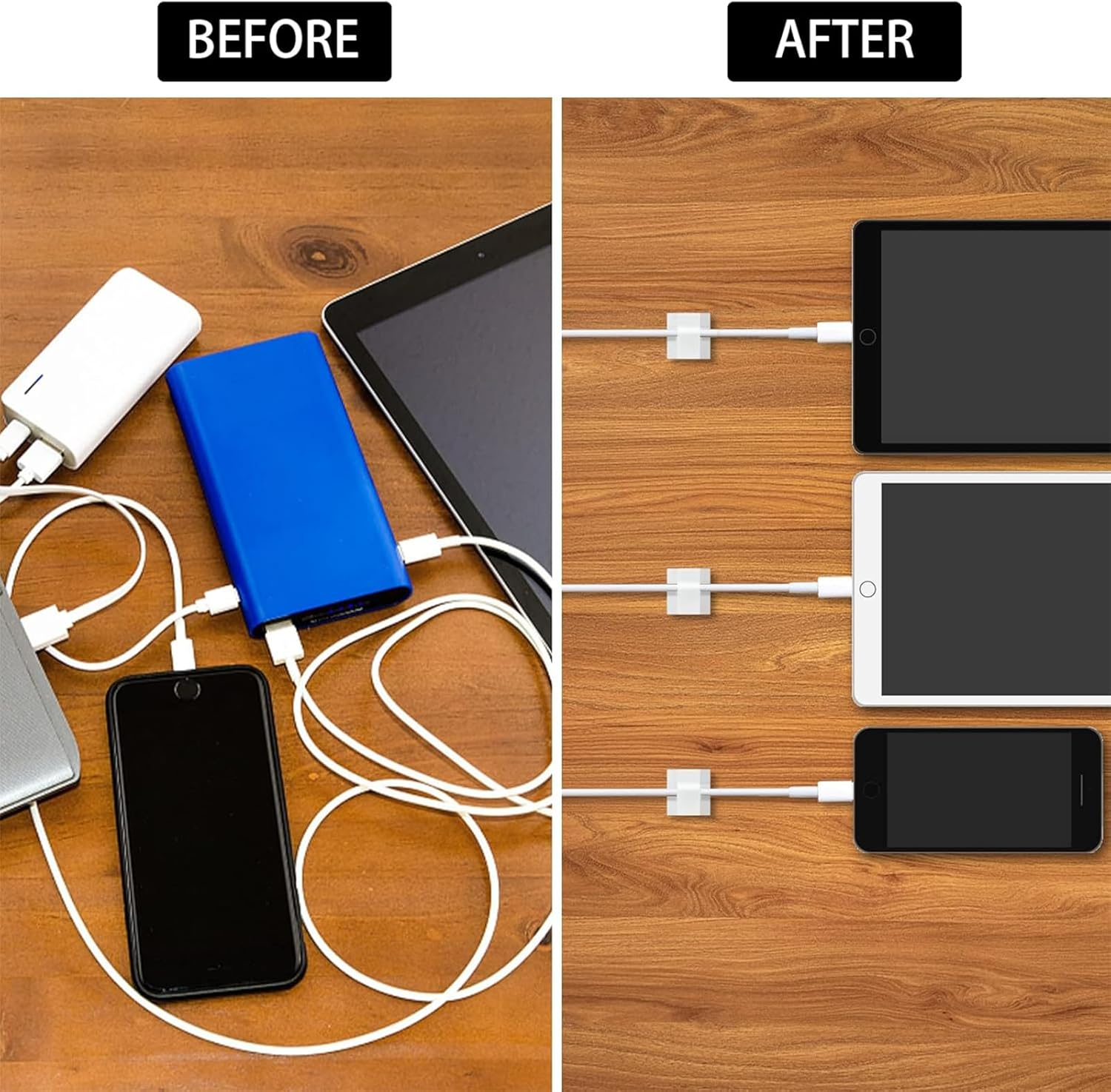 Yeanifeana 100Pcs Adhesive Cable Clips, Strong Sticky Cord Organizers for Desk/Wall/Wires, Includes 50 White & 50 Black Wire Holders for Office Home Car Workshop, Cable Management Clips image number 5